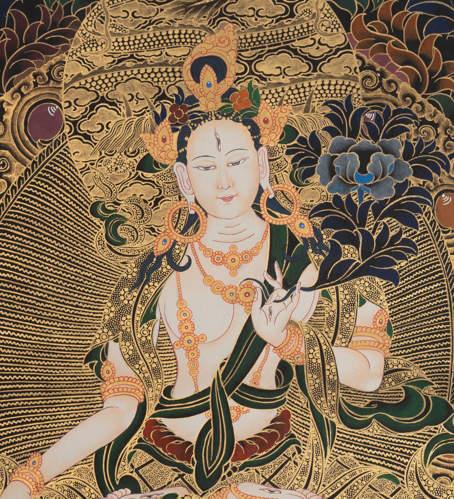 White Tara Thangka - Handpainted Art