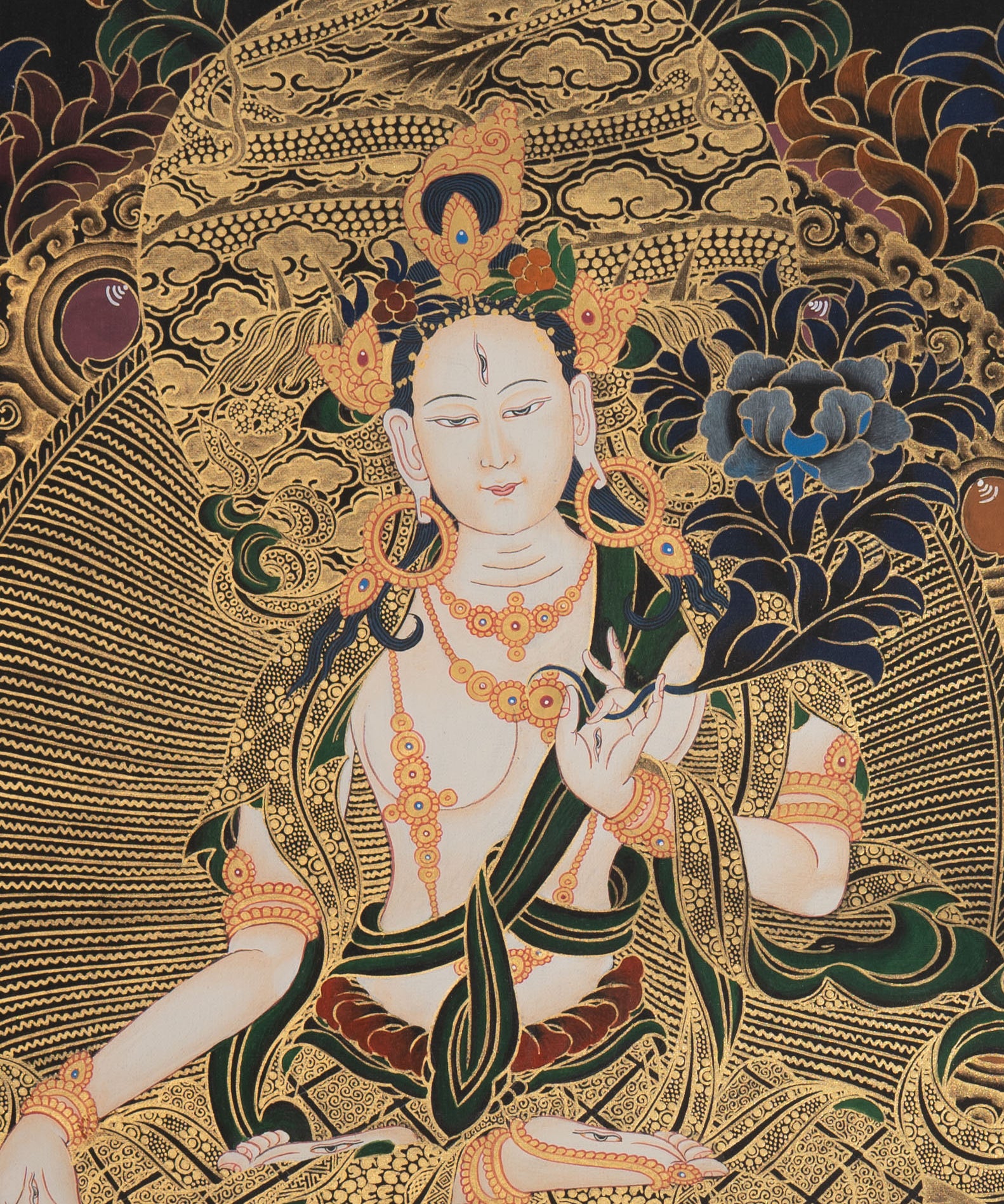 White Tara Thangka - Handpainted Art