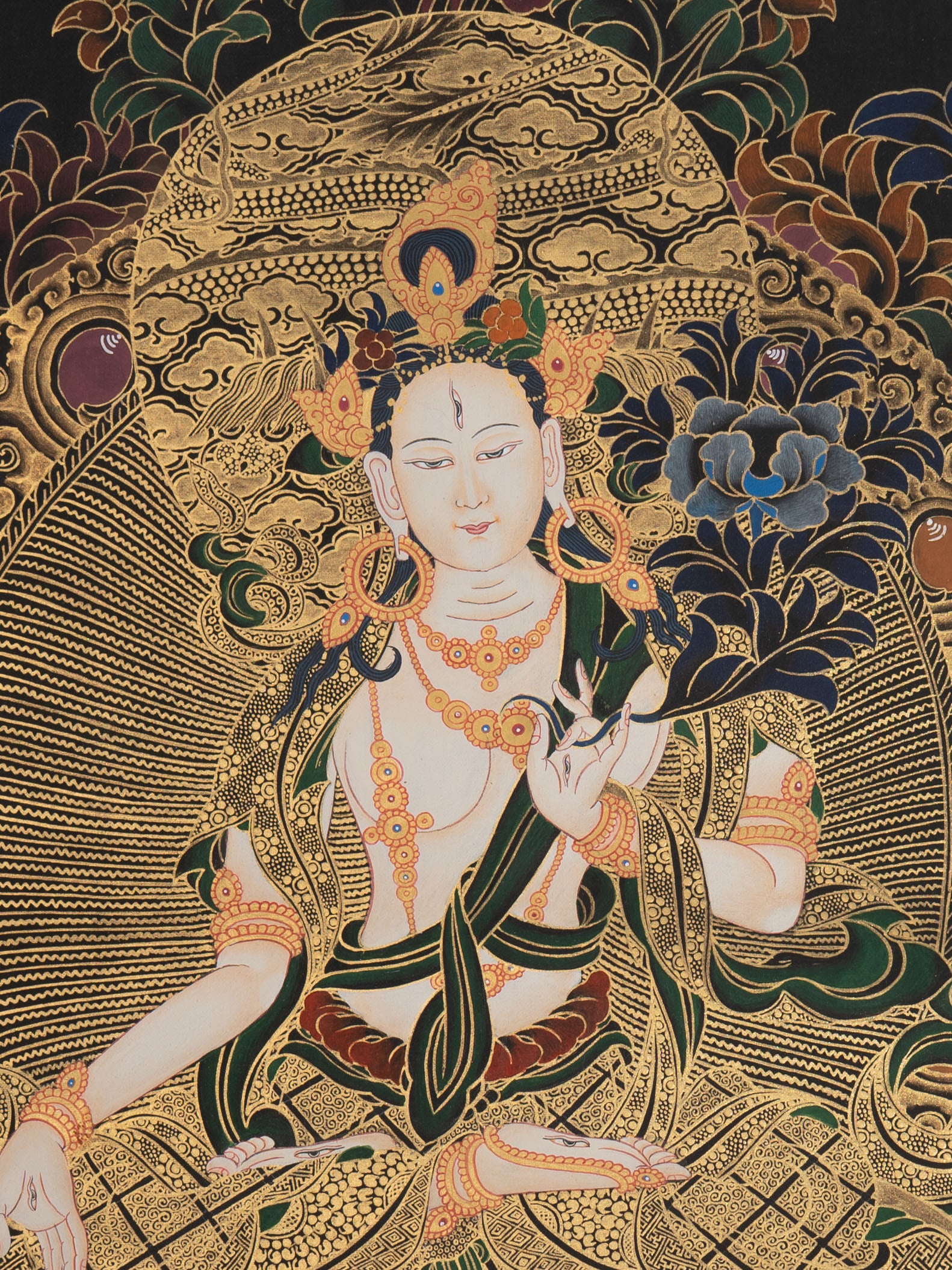 White Tara Thangka - Handpainted Art