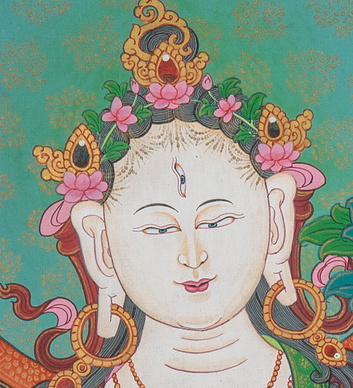 White Tara Thangka - Handpainted Art
