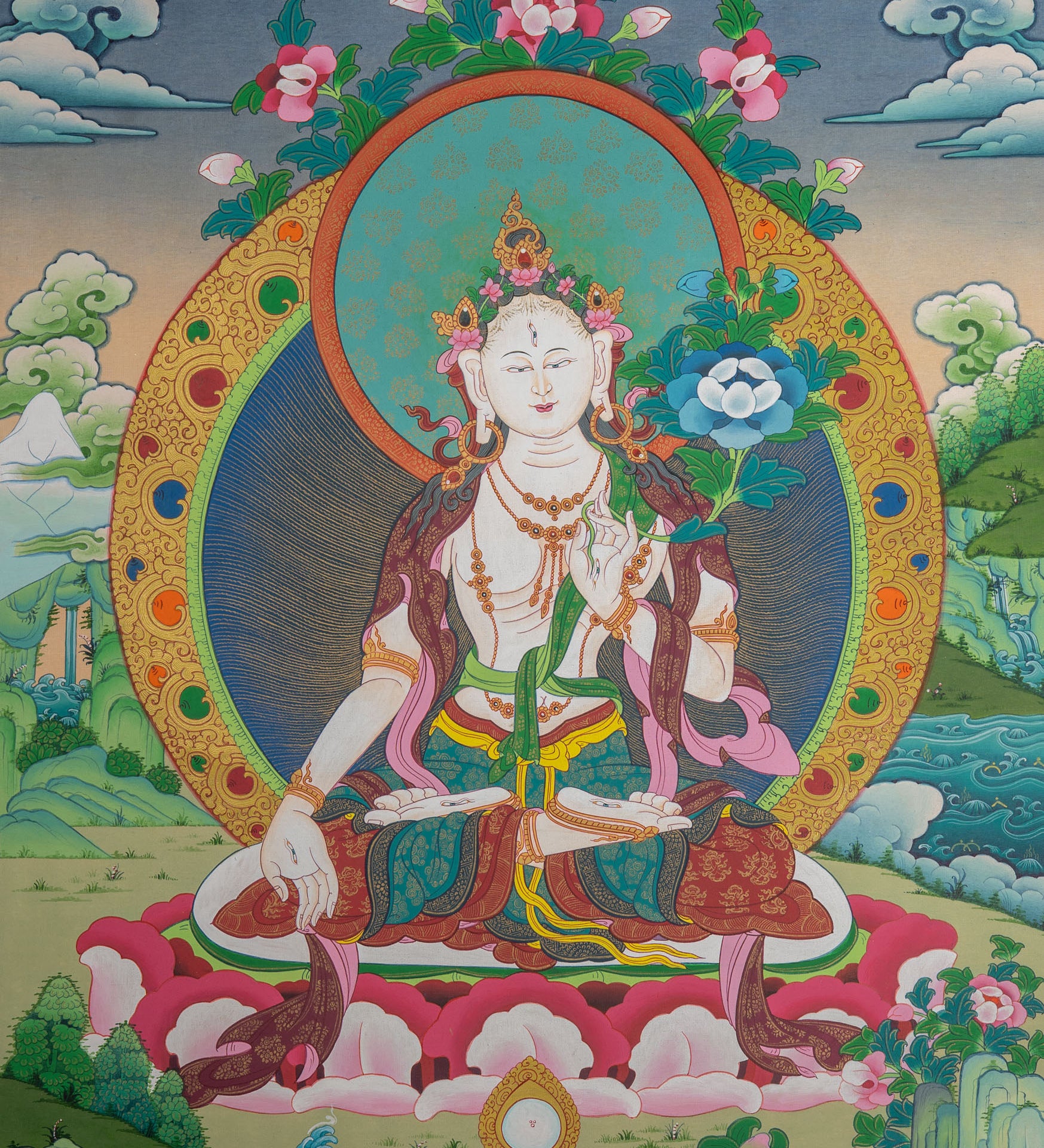 White Tara Thangka - Handpainted Art