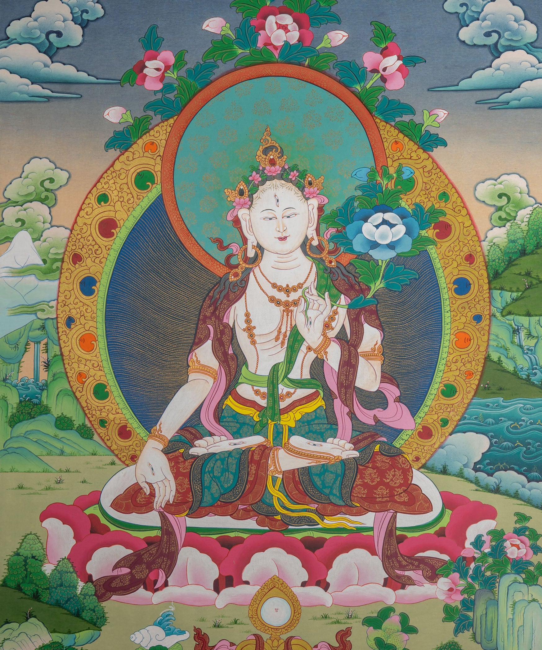 White Tara Thangka - Handpainted Art