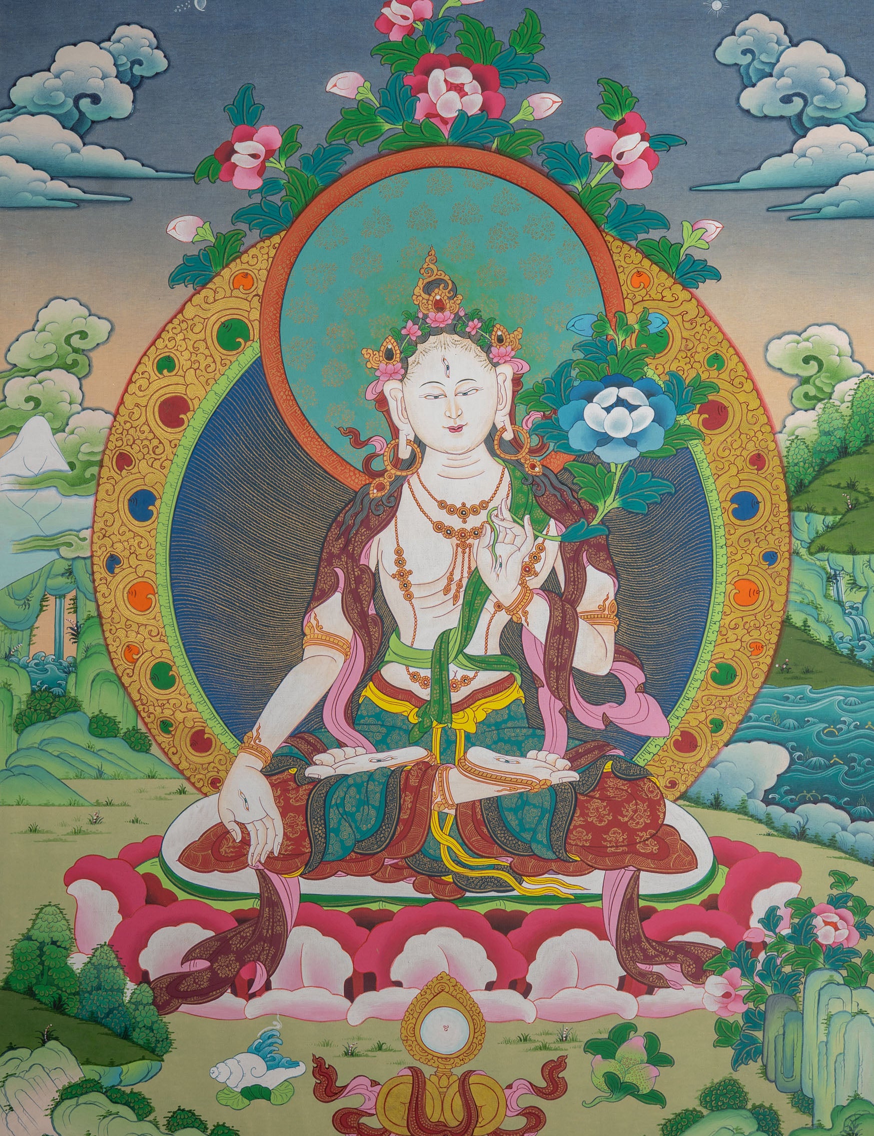 White Tara Thangka - Handpainted Art