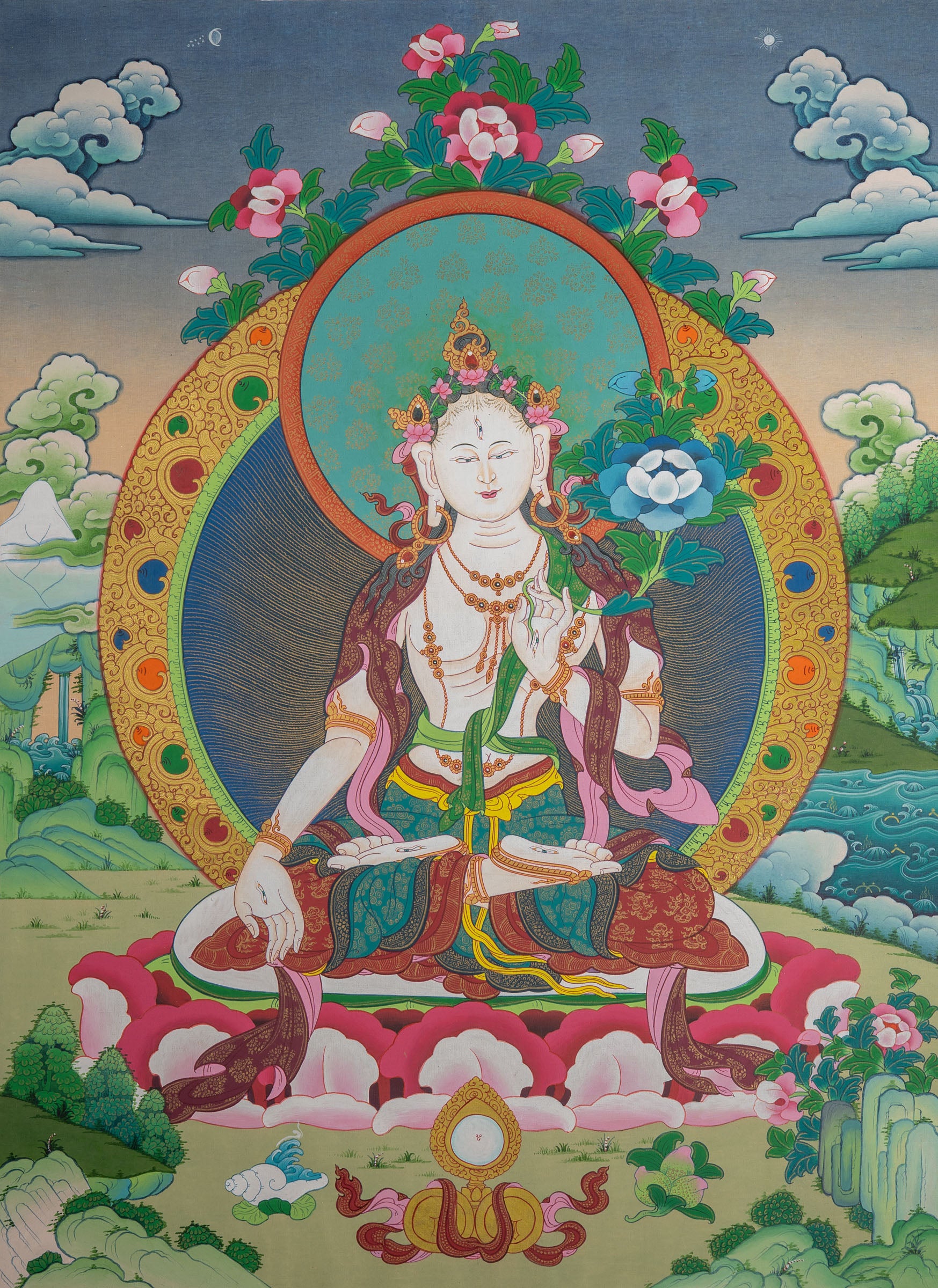 White Tara Thangka - Handpainted Art