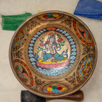 White Tara singing bowl, 8 inch handmade Himalayan meditation bowl for sound healing.