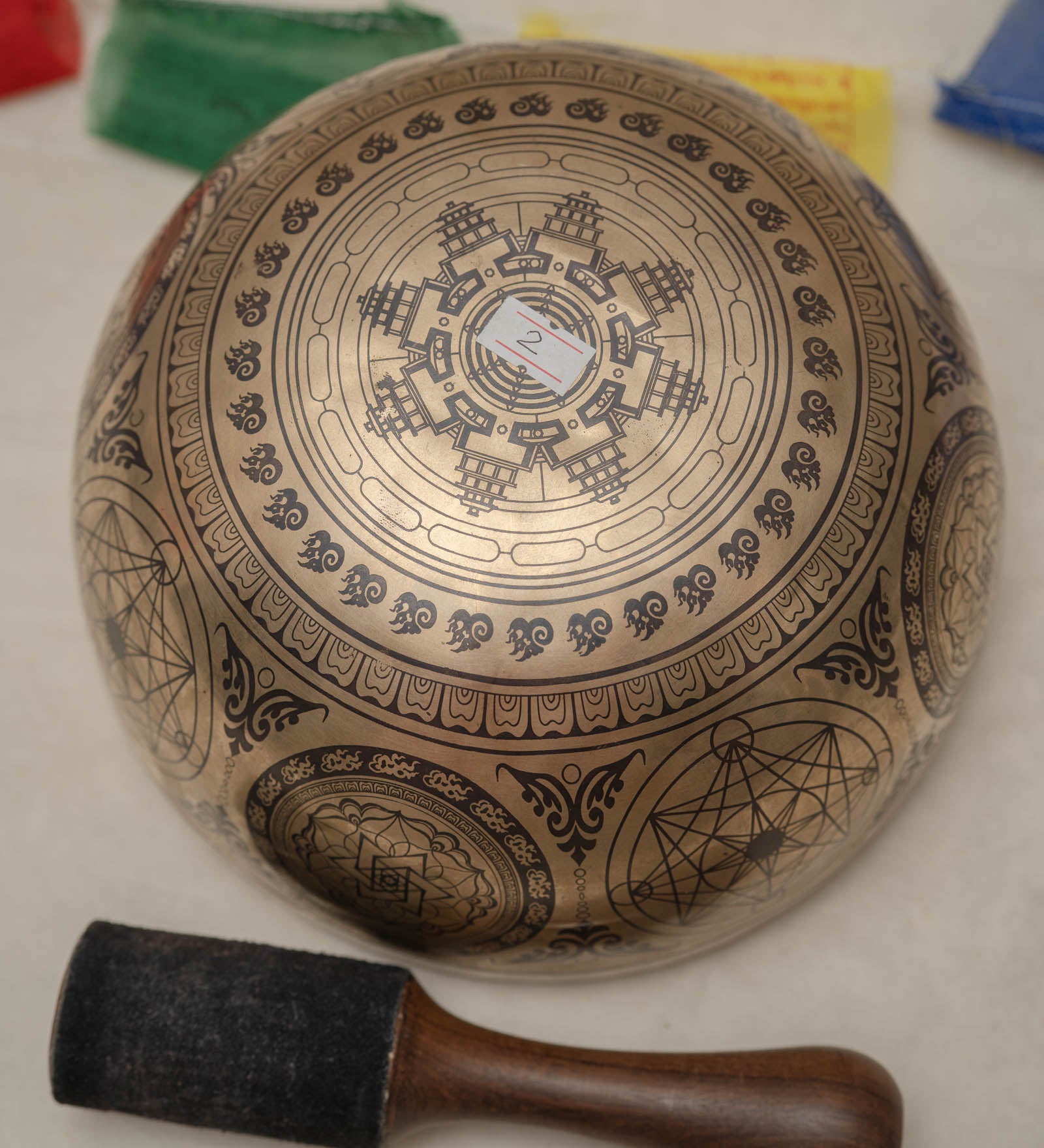 White Tara singing bowl, 8 inch handmade Himalayan meditation bowl for sound healing.