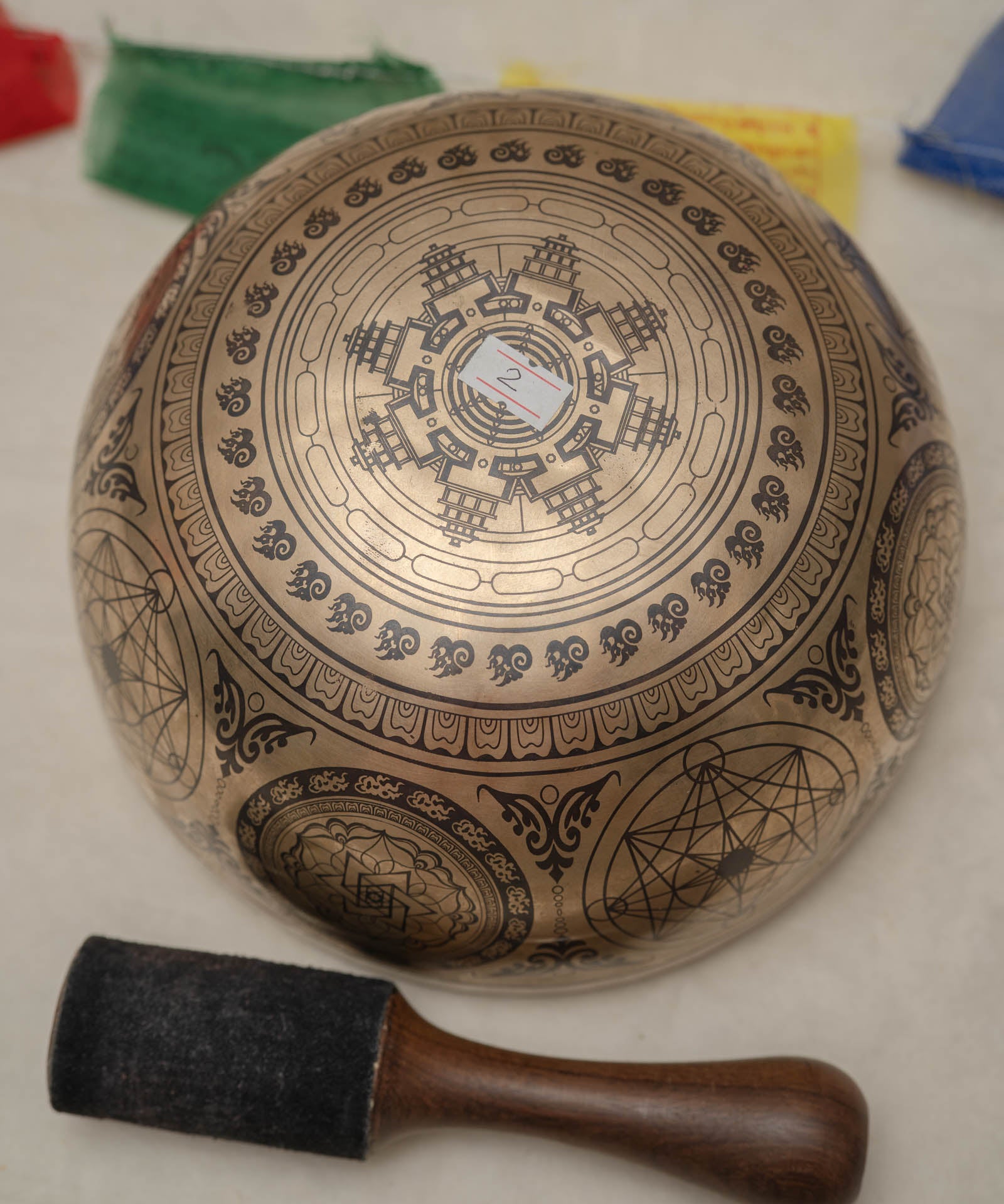 White Tara singing bowl, 8 inch handmade Himalayan meditation bowl for sound healing.