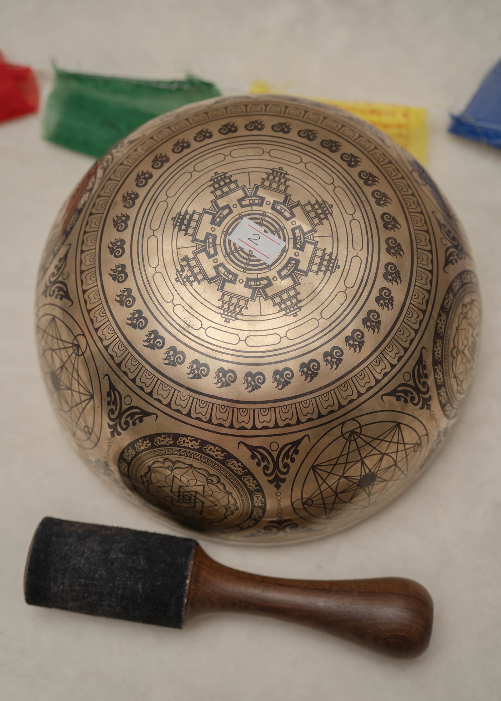 White Tara singing bowl, 8 inch handmade Himalayan meditation bowl for sound healing.