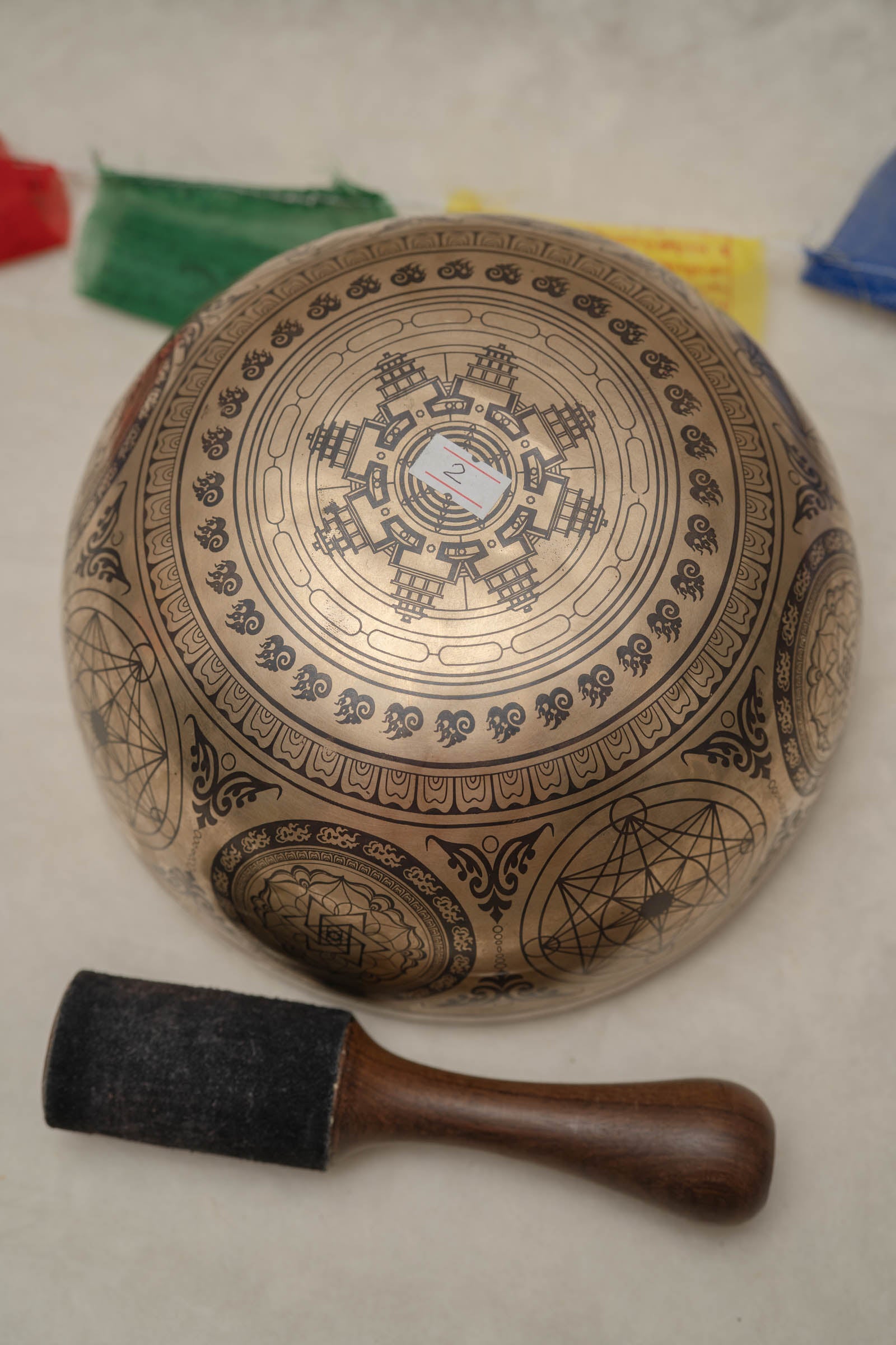 White Tara singing bowl, 8 inch handmade Himalayan meditation bowl for sound healing.