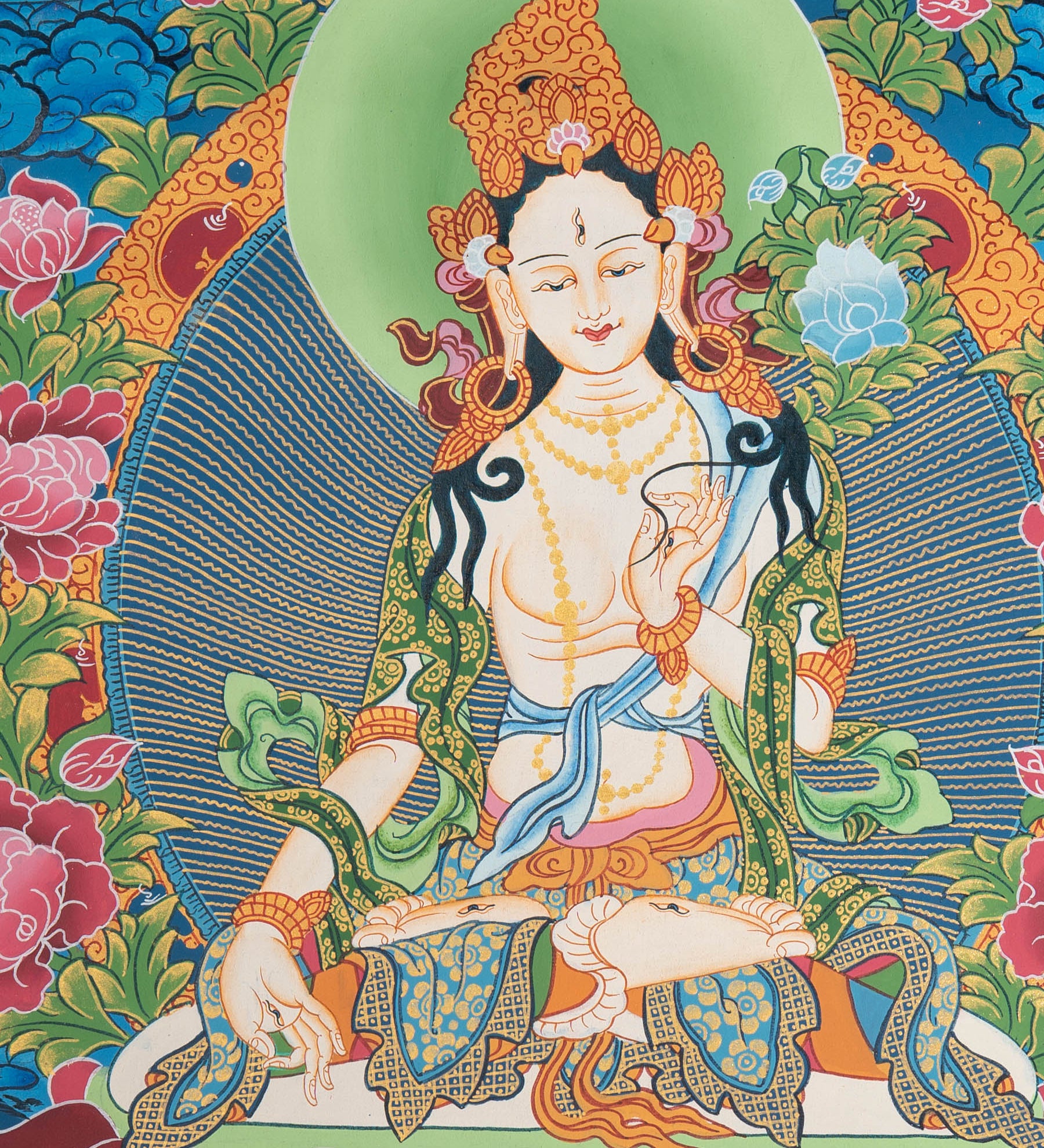 White Tara Thangka - Sacred Painting