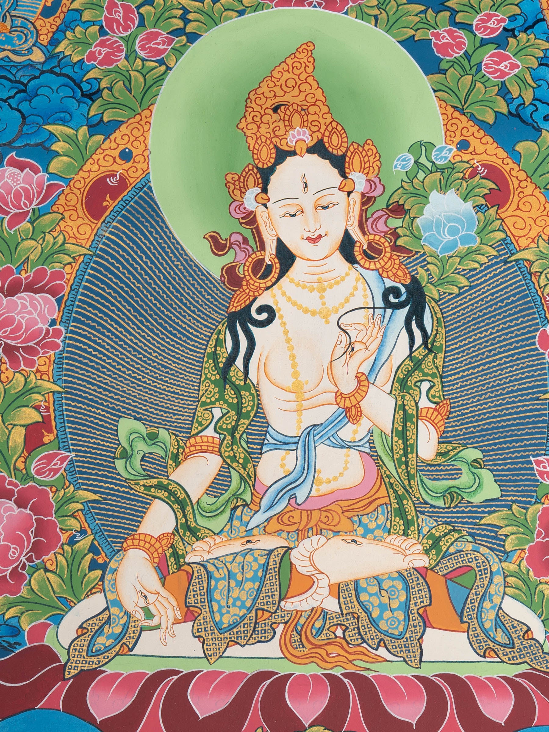 White Tara Thangka - Sacred Painting