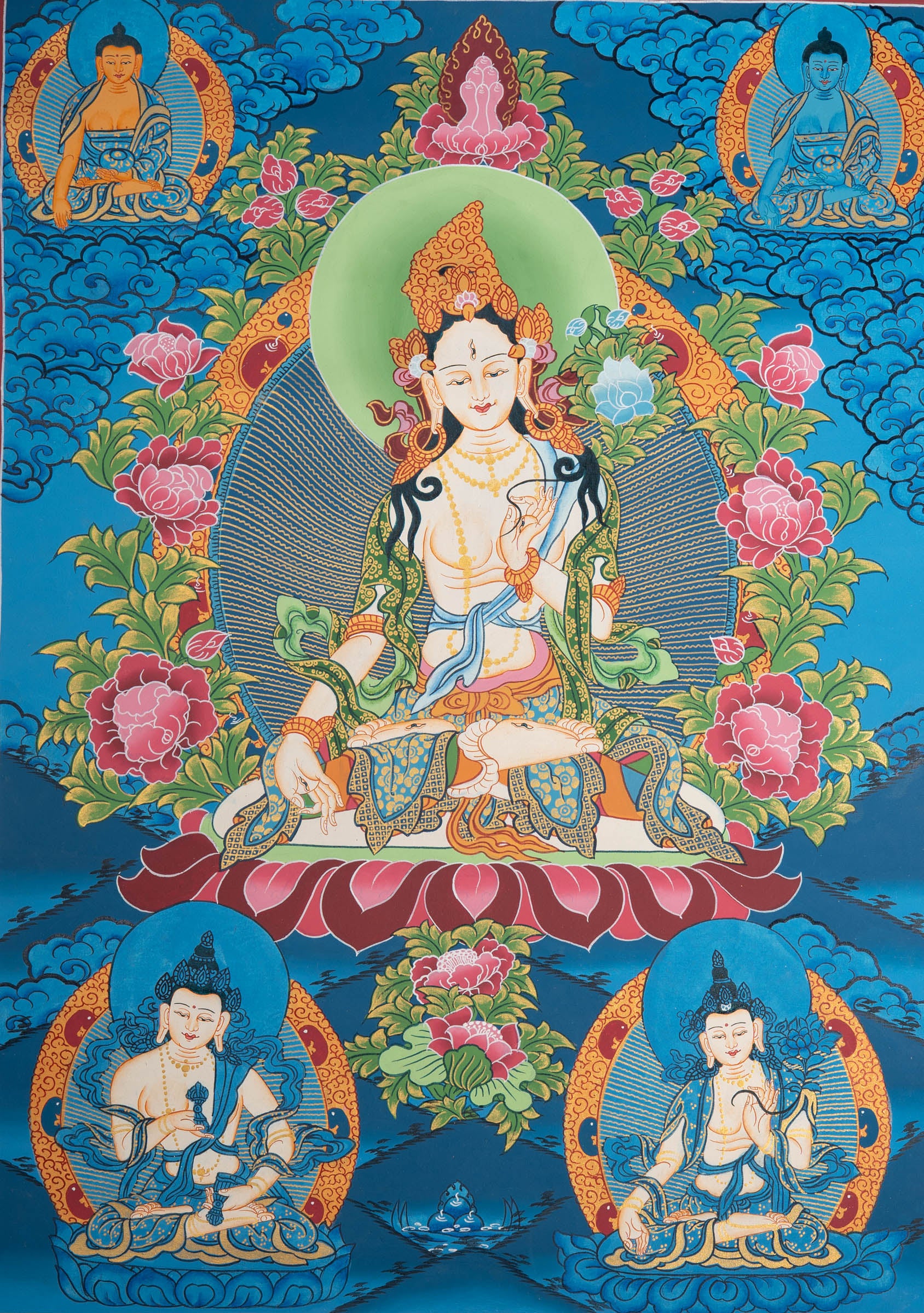 White Tara Thangka - Sacred Painting