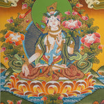 White Tara Thangka Painting - Handpainted Thangka Art 