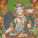 White Tara Thangka Painting - Handpainted Thangka Art 