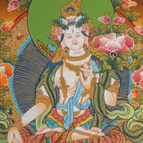 White Tara Thangka Painting - Handpainted Thangka Art 