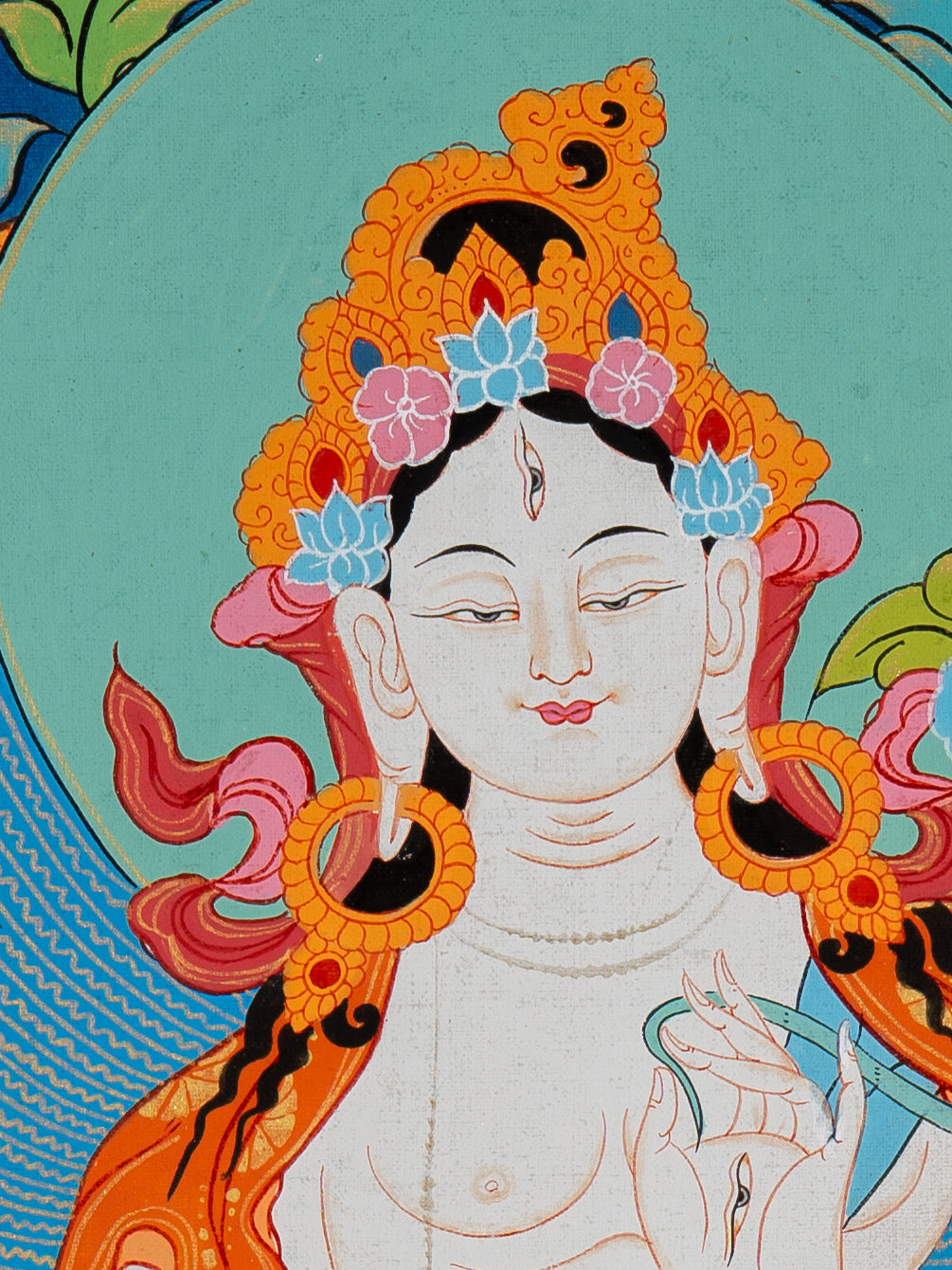 White Tara Thangka - Tibetan Painting