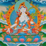White Tara Thangka - Tibetan Painting