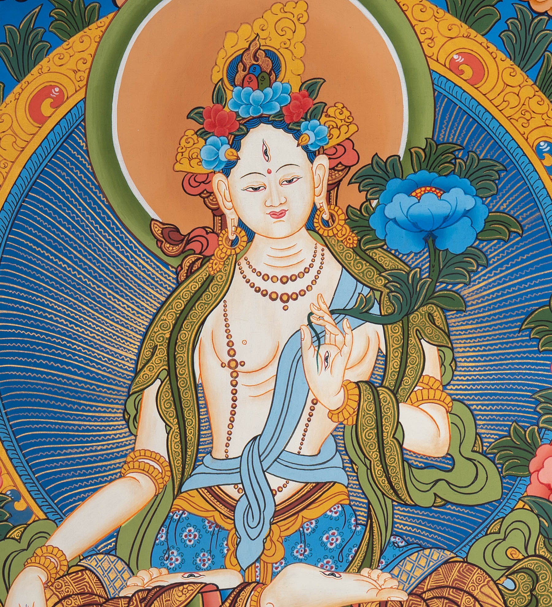 White Tara Thangka - Sacred Painting