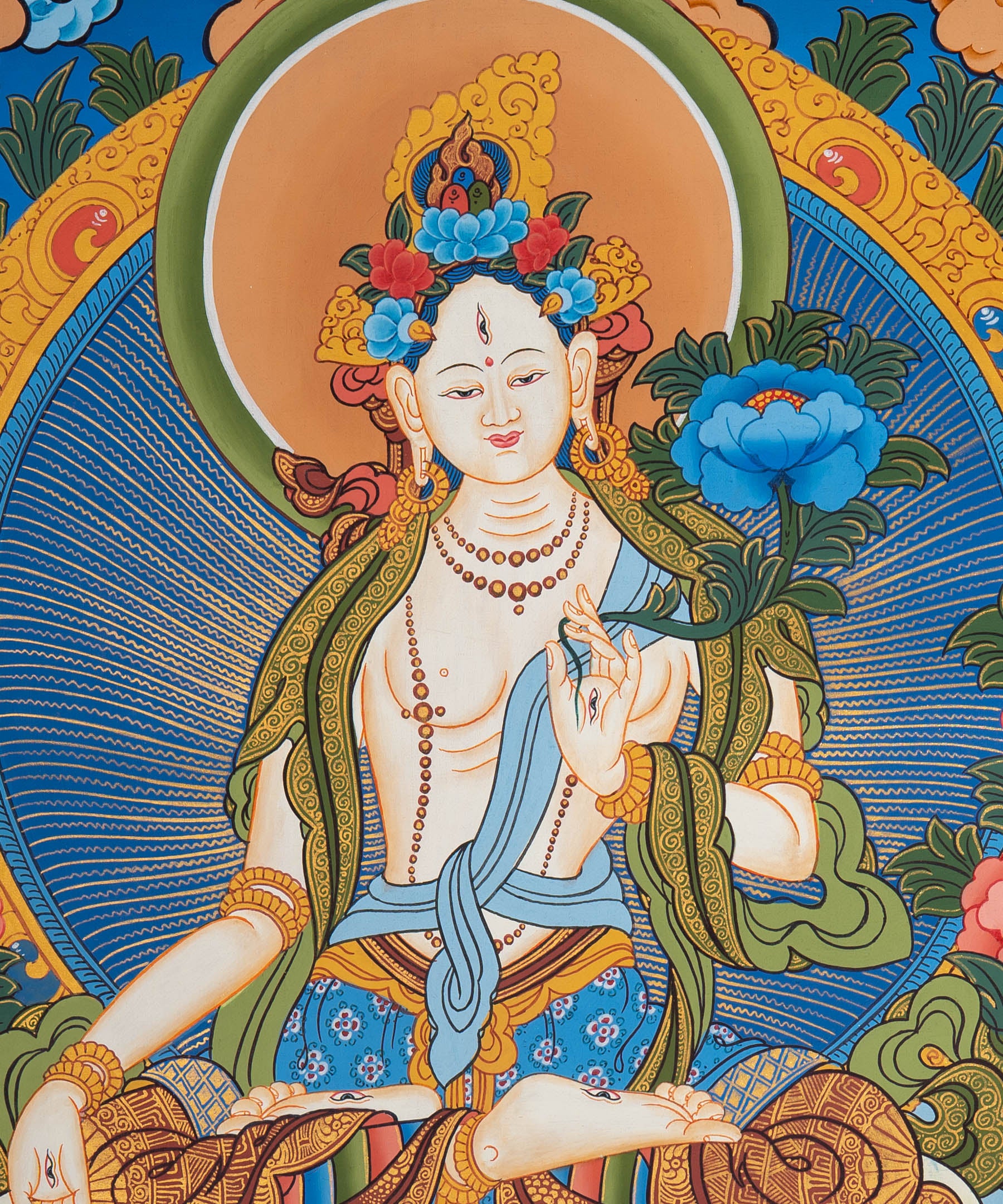 White Tara Thangka - Sacred Painting
