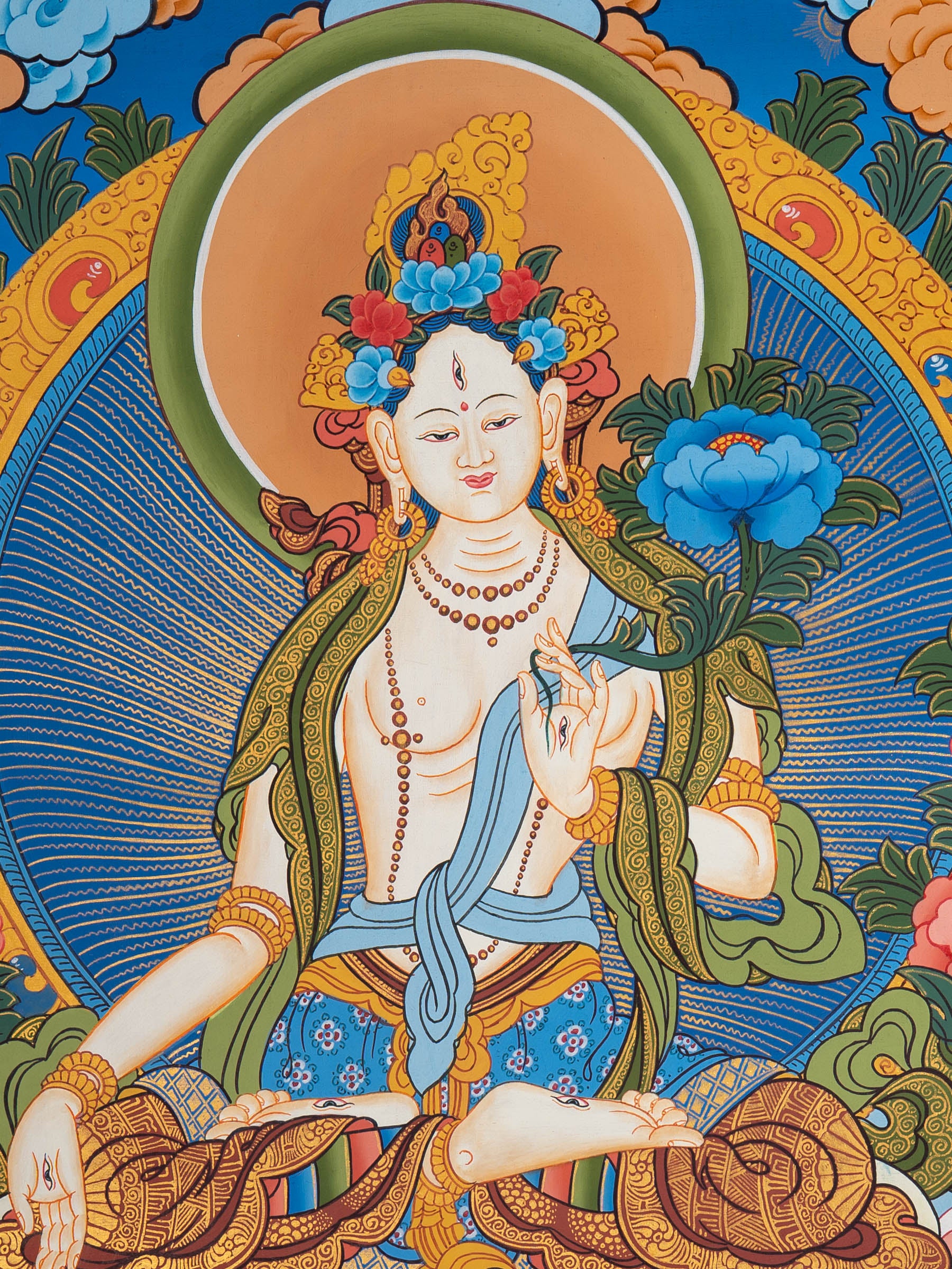White Tara Thangka - Sacred Painting