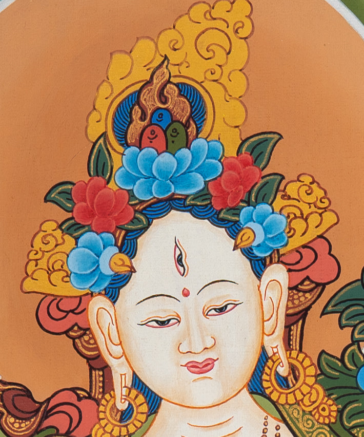 White Tara Thangka - Sacred Painting