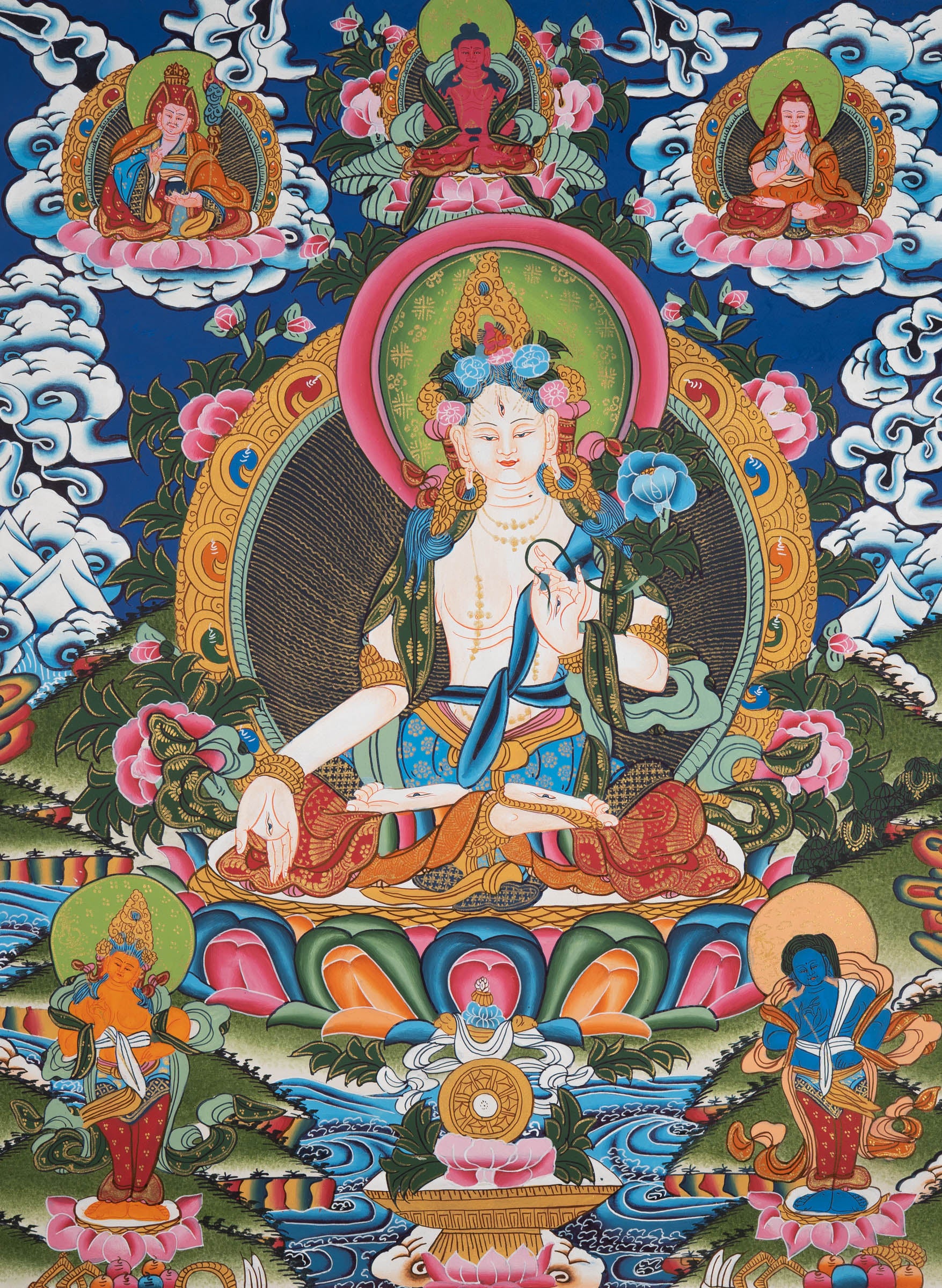 White Tara Thangka - Spiritual Art