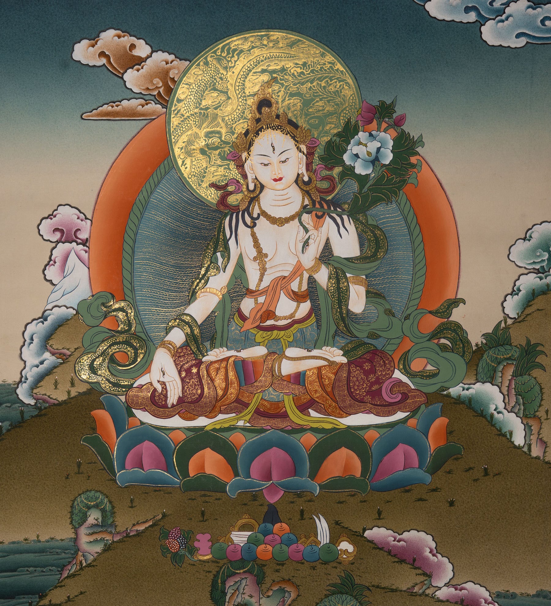 White Tara Thangka Painting