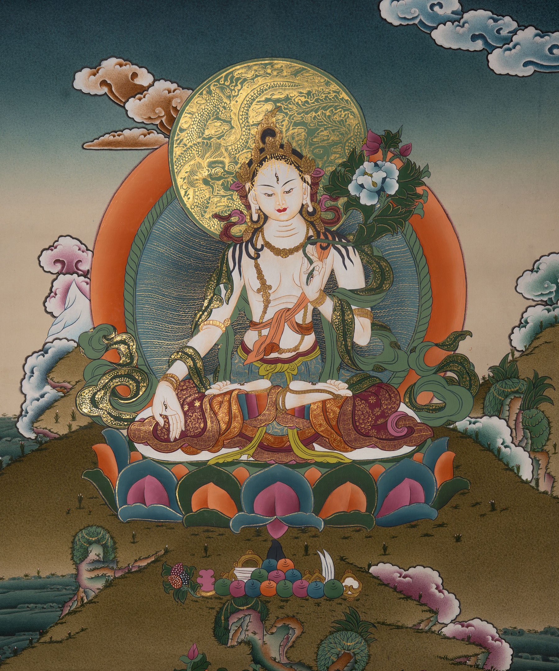White Tara Thangka Painting