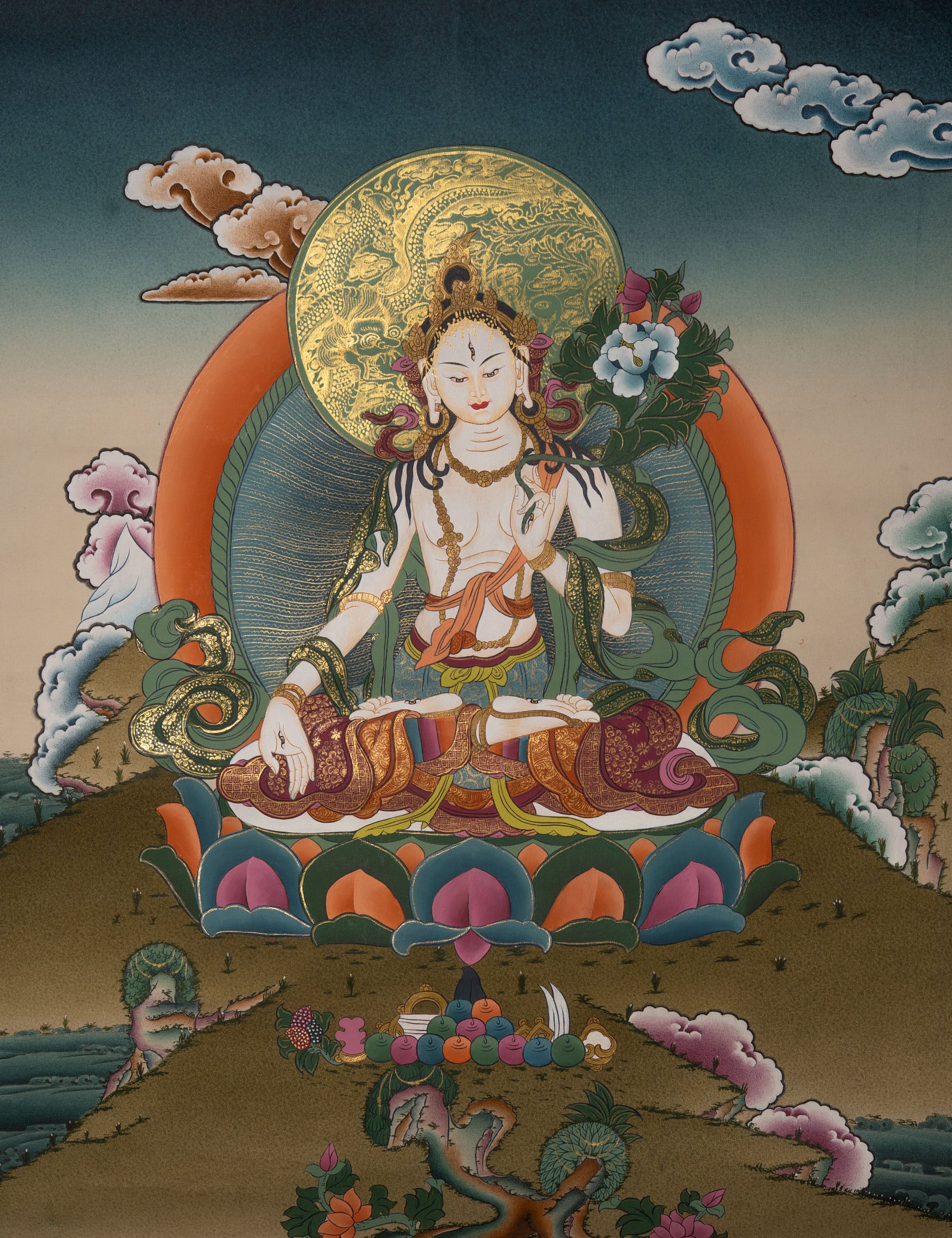 White Tara Thangka Painting