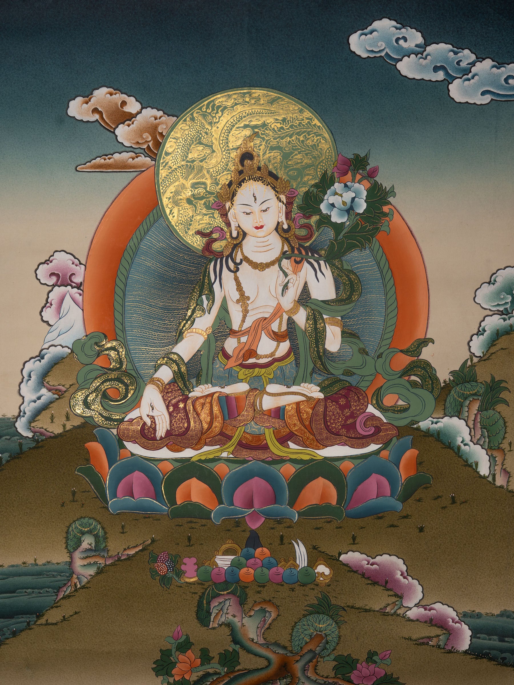 White Tara Thangka Painting
