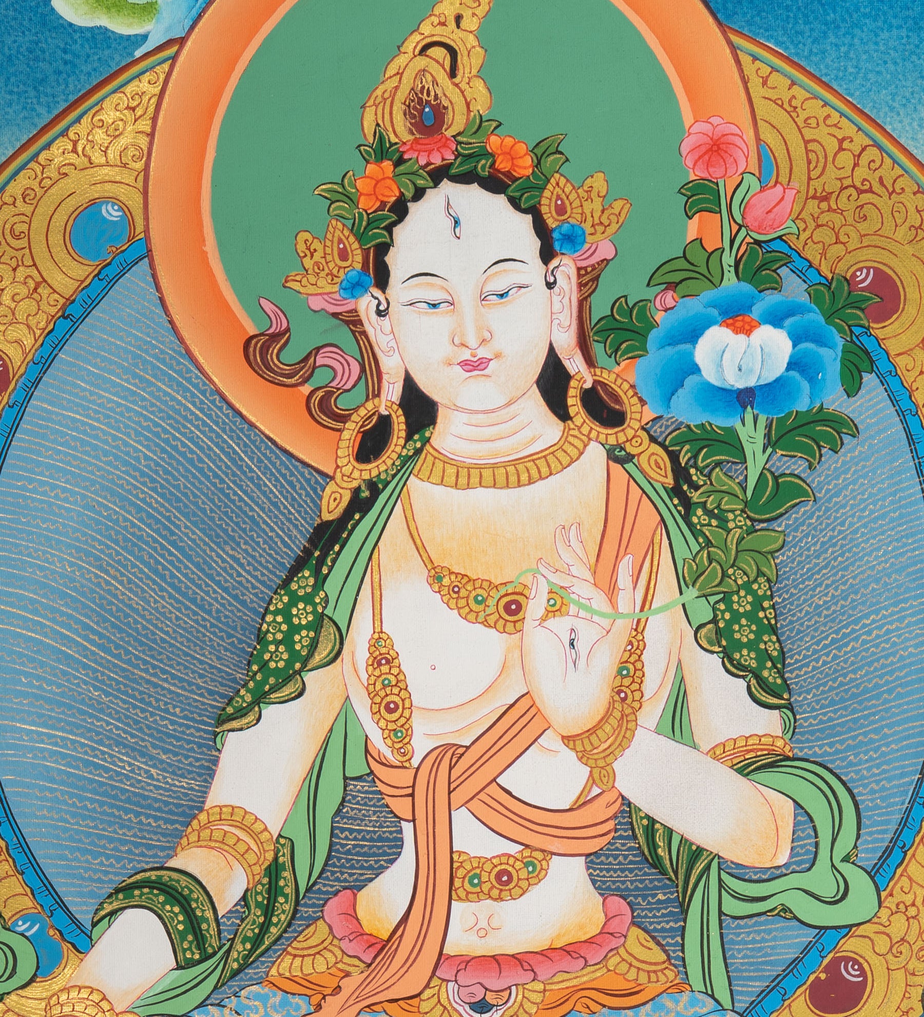 Sacred Tibetan White Tara Thangka