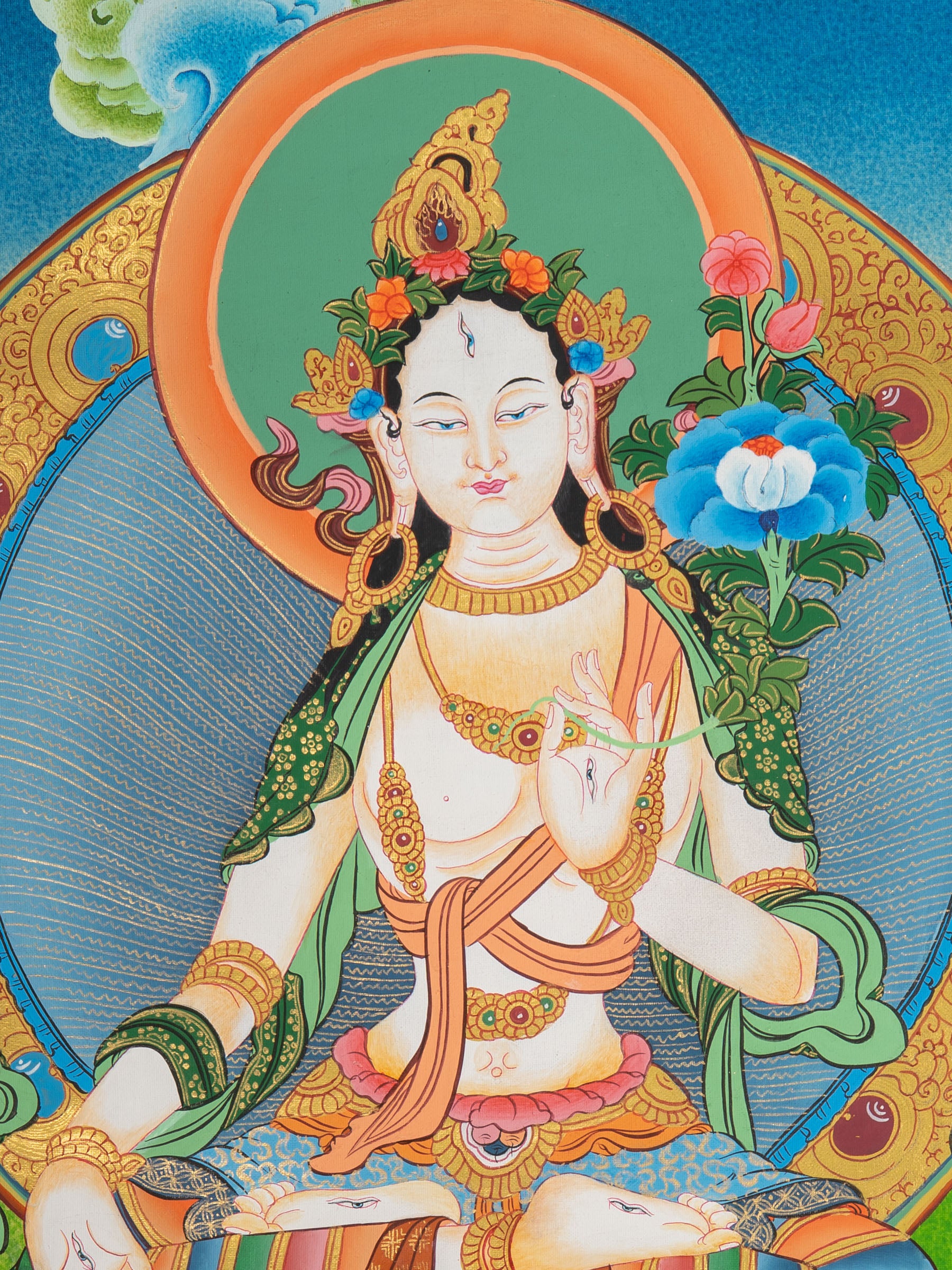 Sacred Tibetan White Tara Thangka