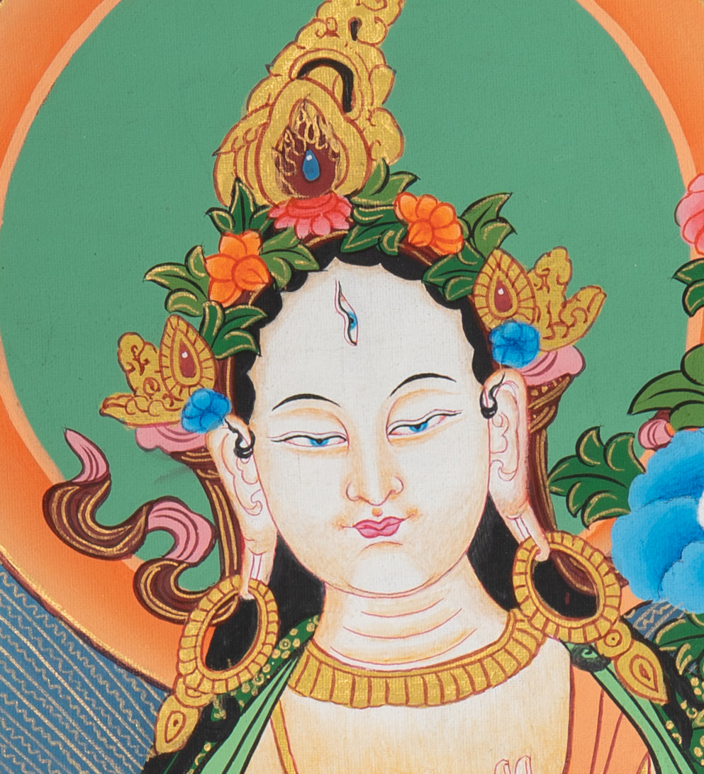 Sacred Tibetan White Tara Thangka