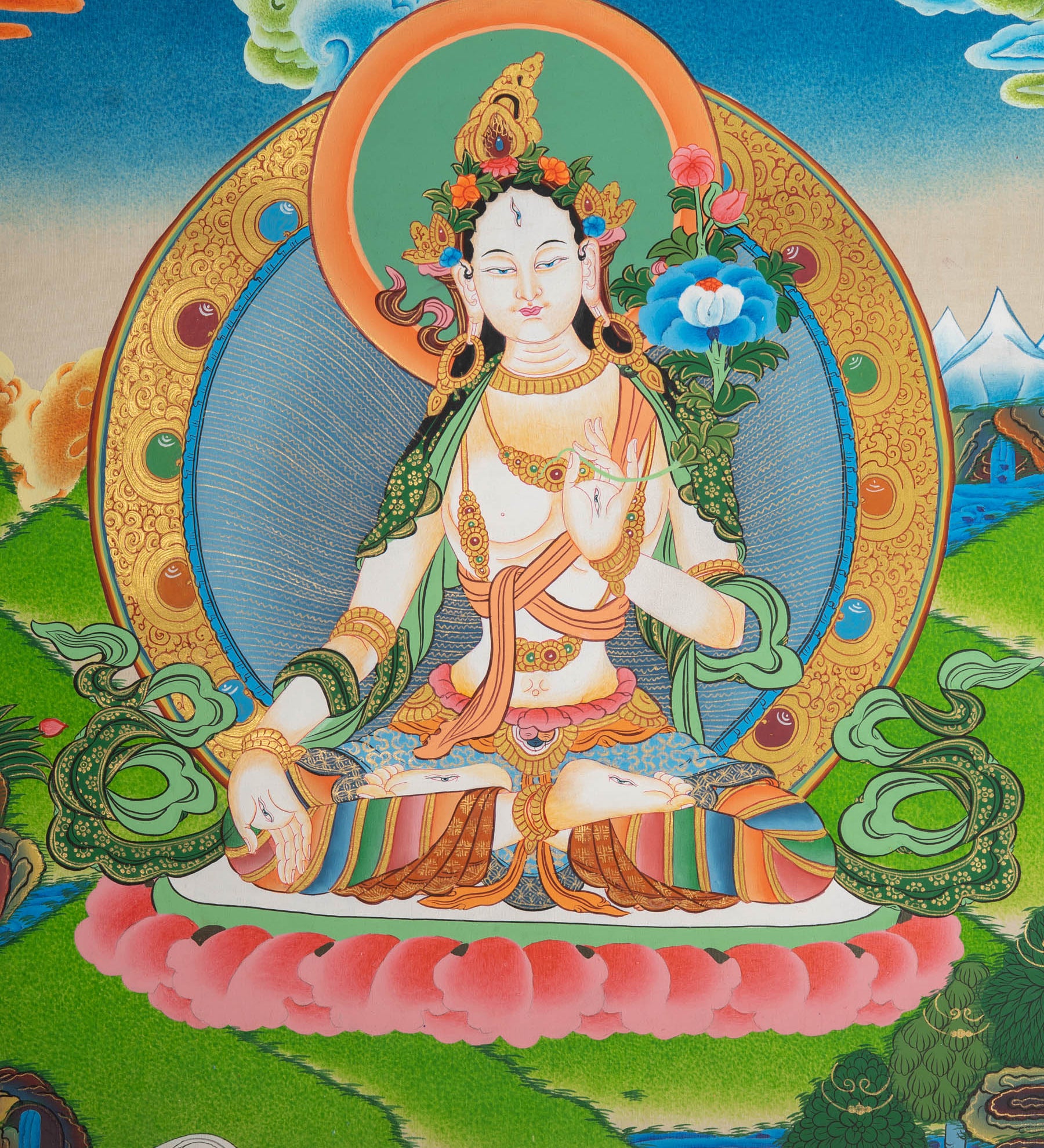 Sacred Tibetan White Tara Thangka