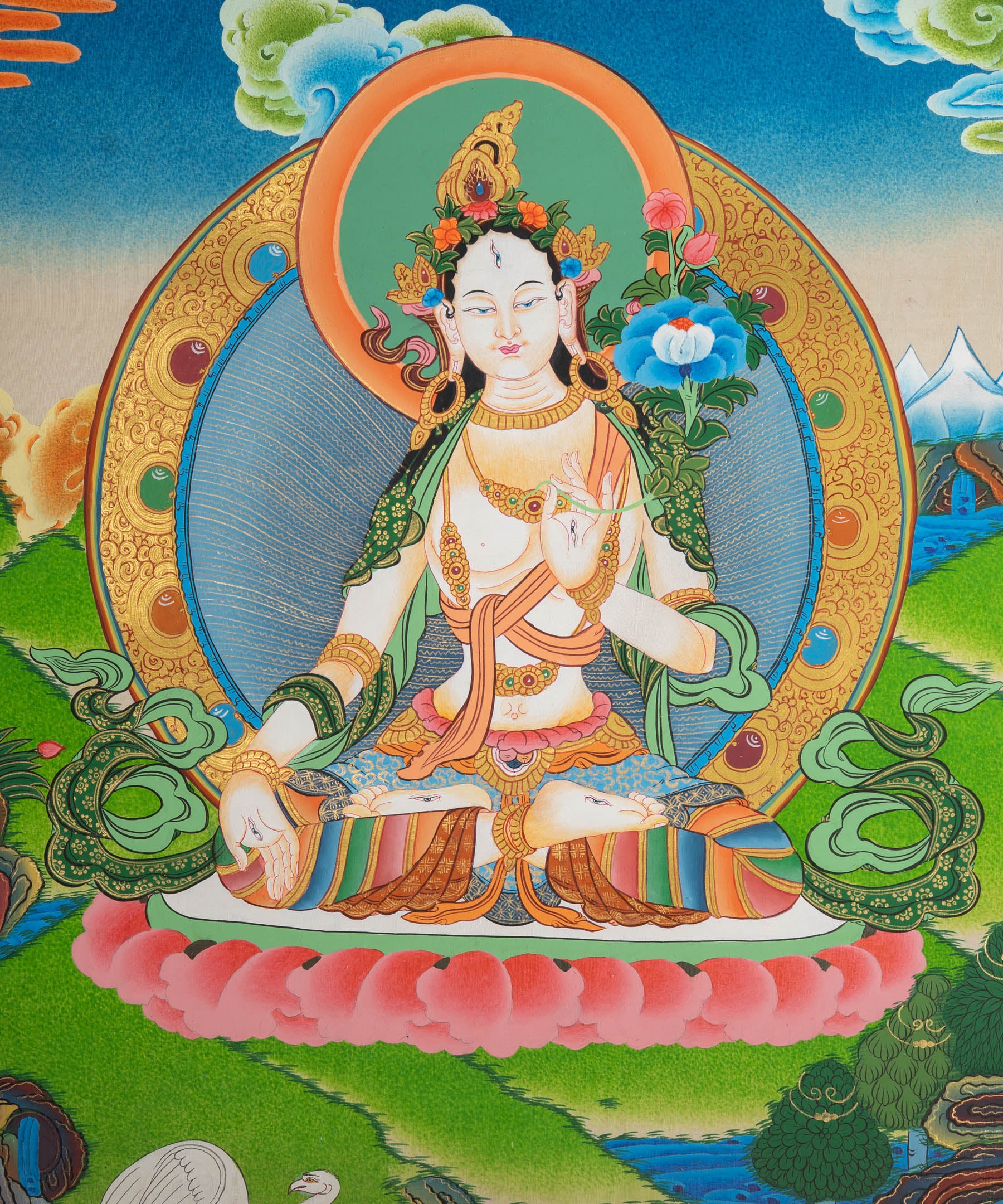 Sacred Tibetan White Tara Thangka