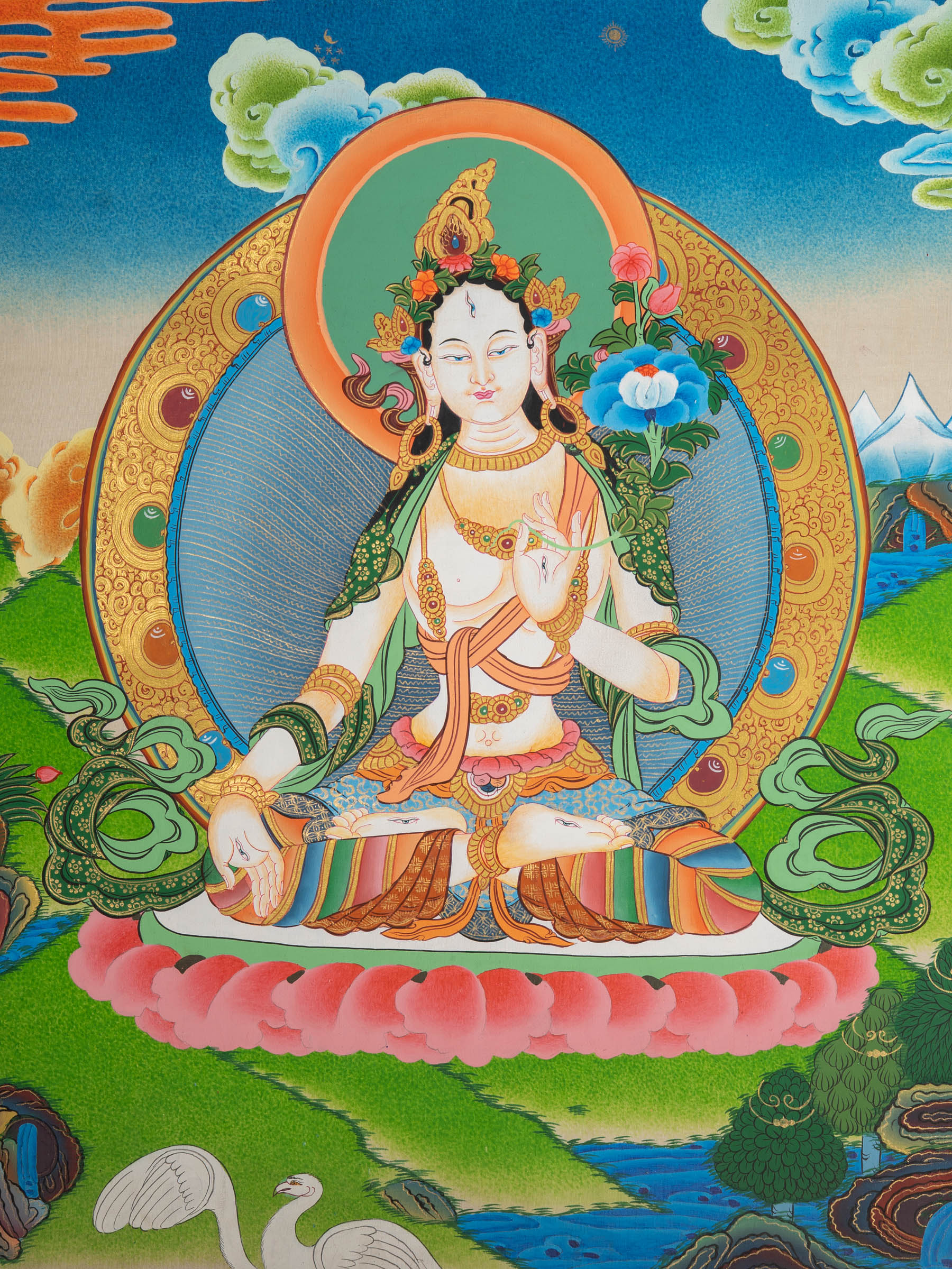 Sacred Tibetan White Tara Thangka
