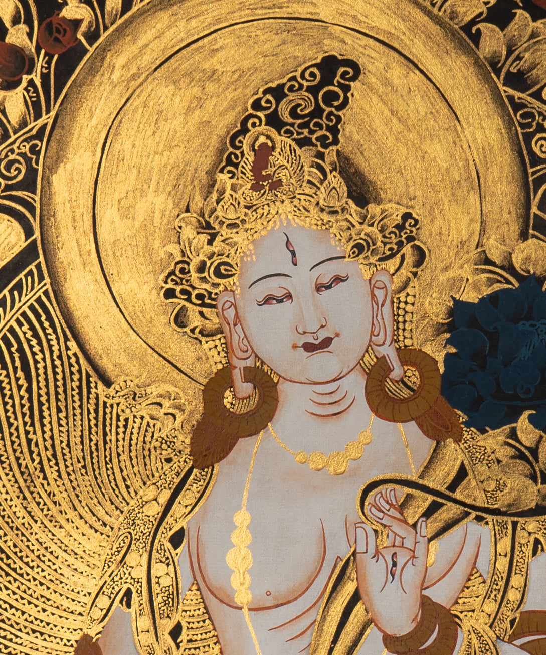 White Tara Thangka - Handpainted Art