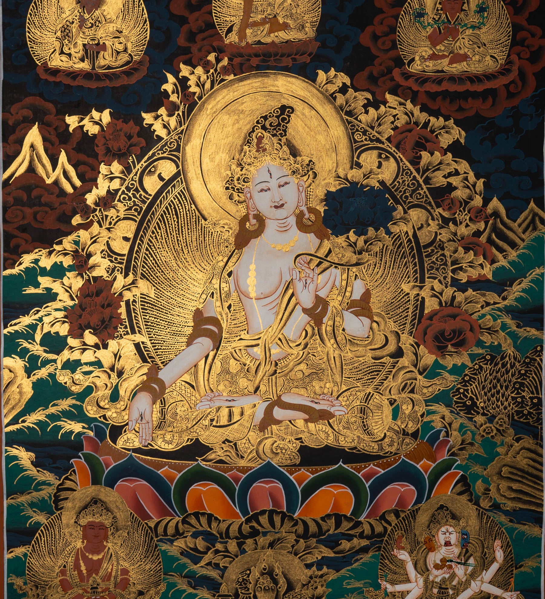 White Tara Thangka - Handpainted Art