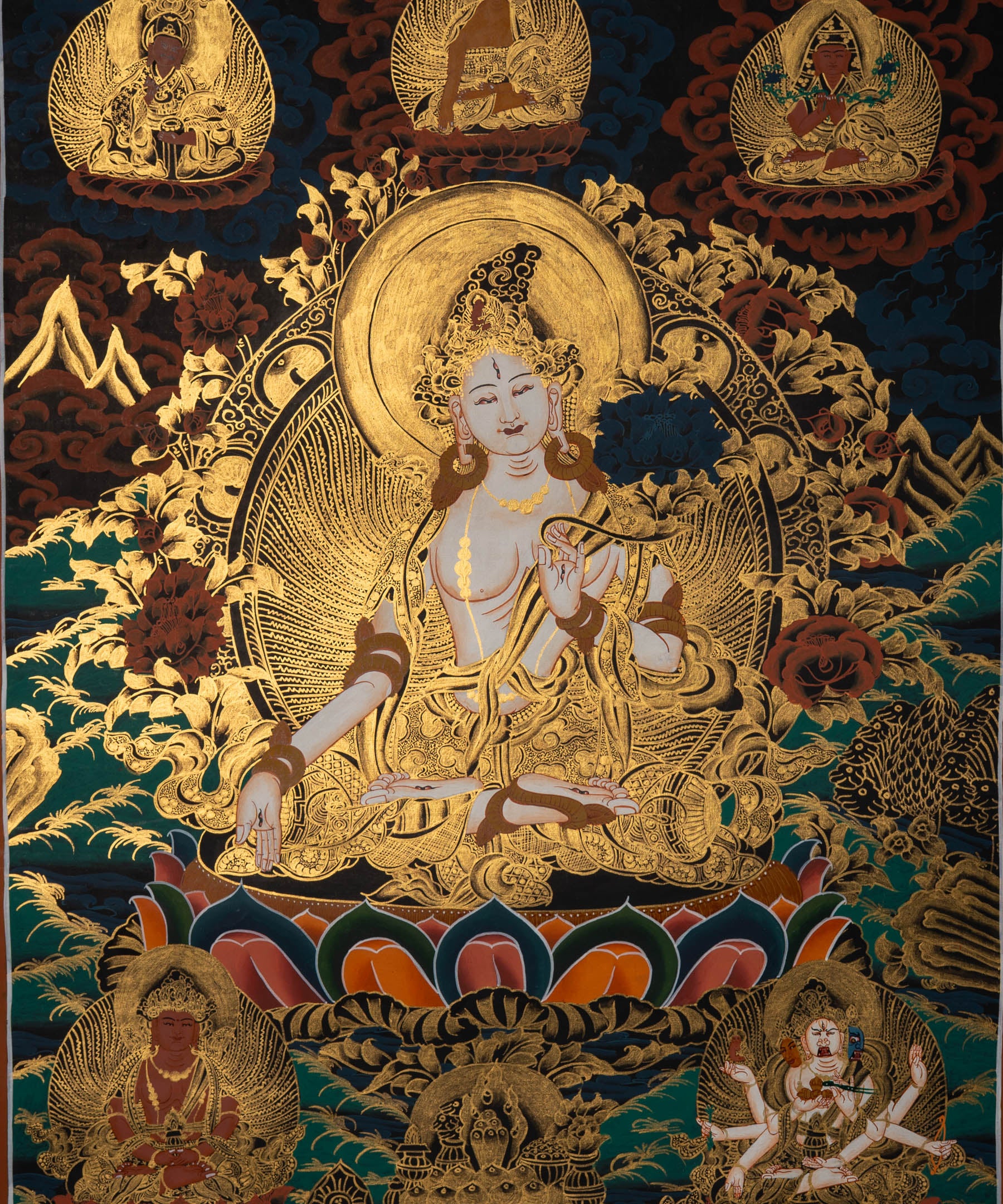 White Tara Thangka - Handpainted Art