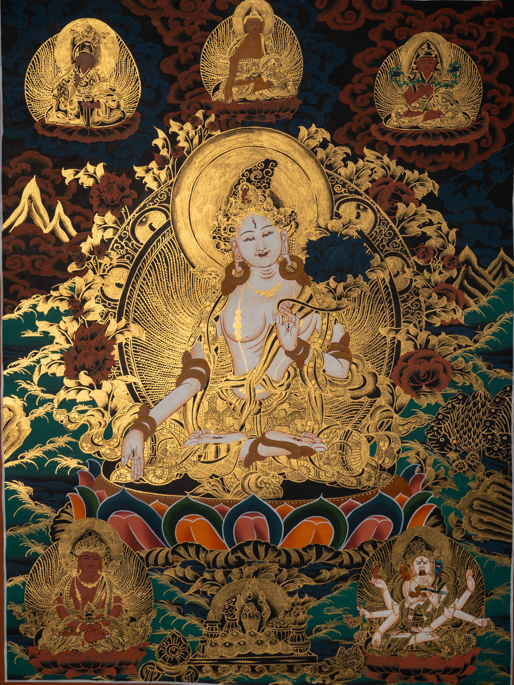 White Tara Thangka - Handpainted Art