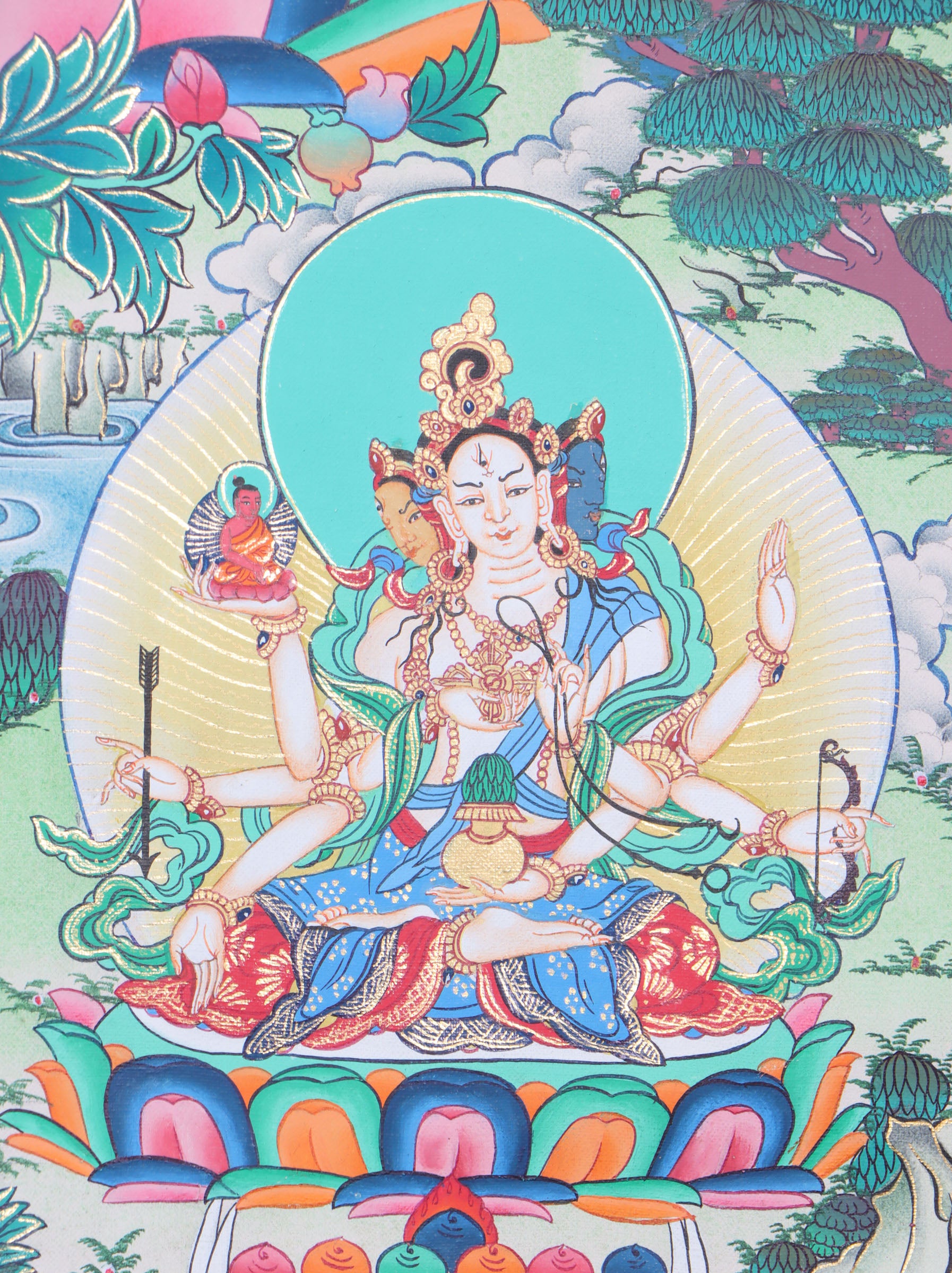 White Tara Thangka for meditation and wall decor.