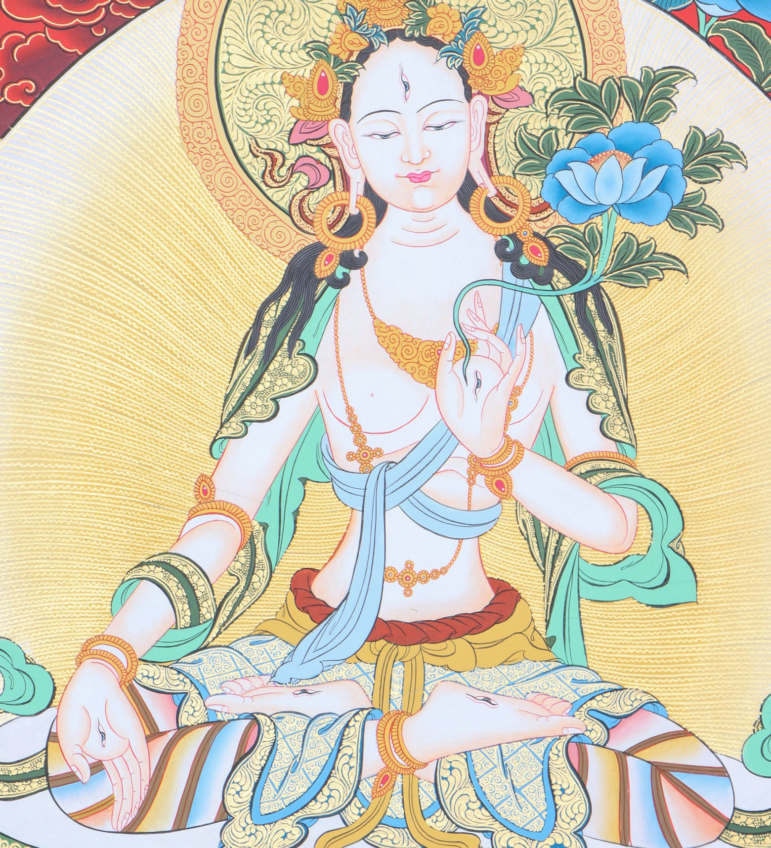  White Tara thangka is a powerful meditation tool, linking the practitioner to White Tara's love and wisdom.