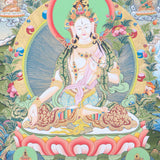 White Tara Thangka Painting for meditation practice.