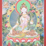 White Tara Thangka Painting for meditation practice.