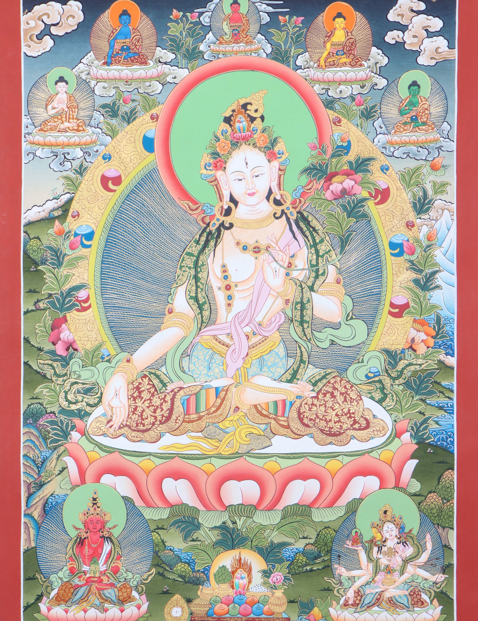 White Tara Thangka Painting for meditation practice.