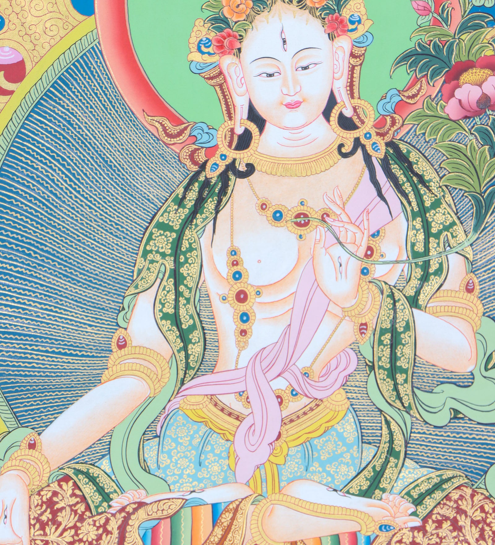 White Tara Thangka Painting for meditation practice.