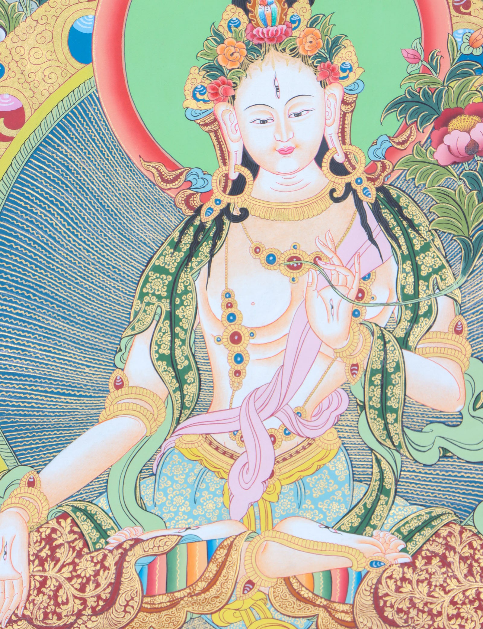 White Tara Thangka Painting for meditation practice.