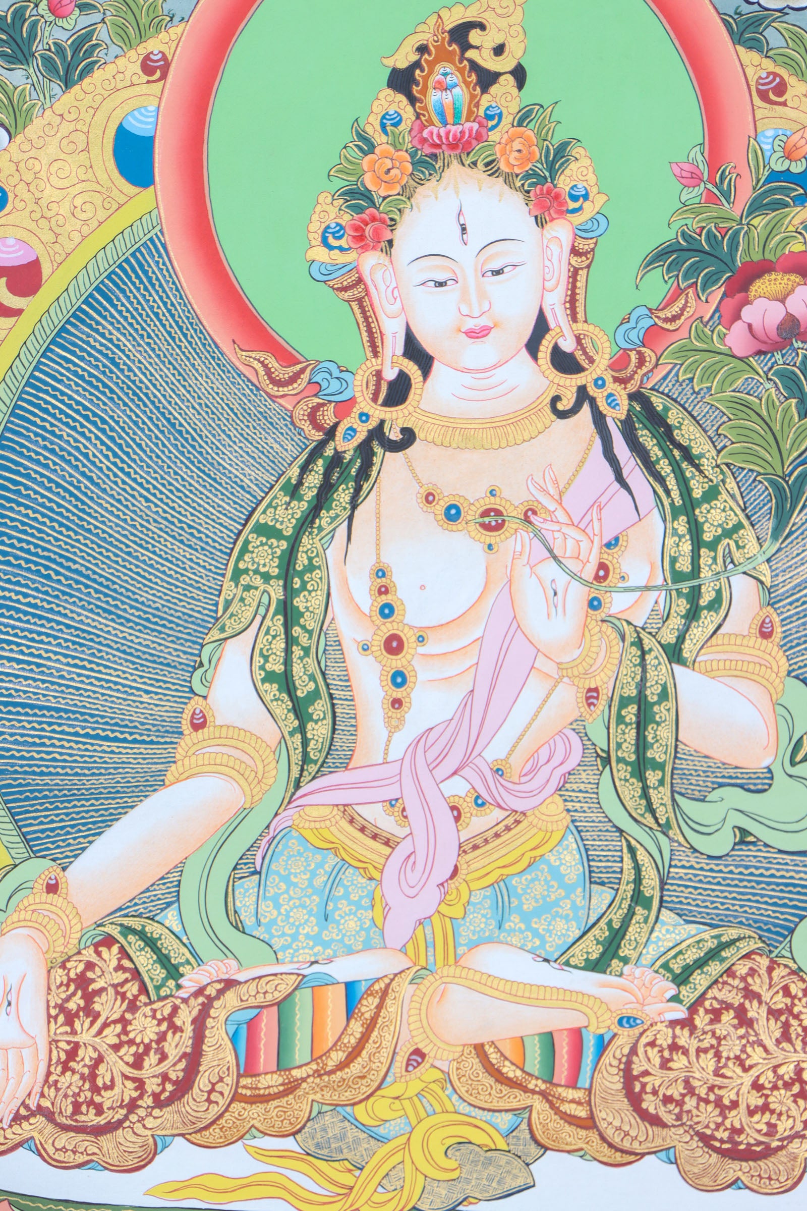 White Tara Thangka Painting for meditation practice.