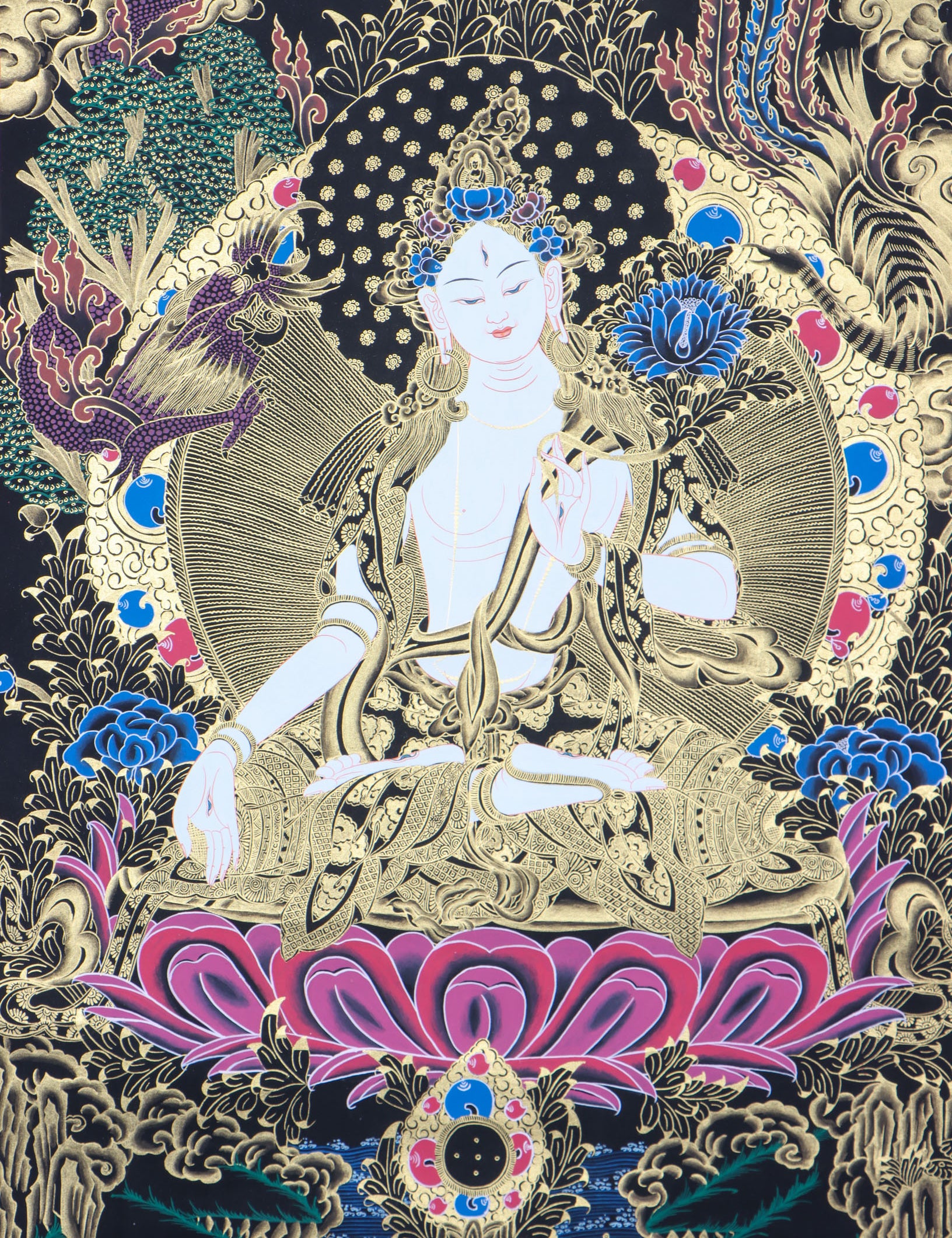 White Tara Thangka for wisdom and compassion.