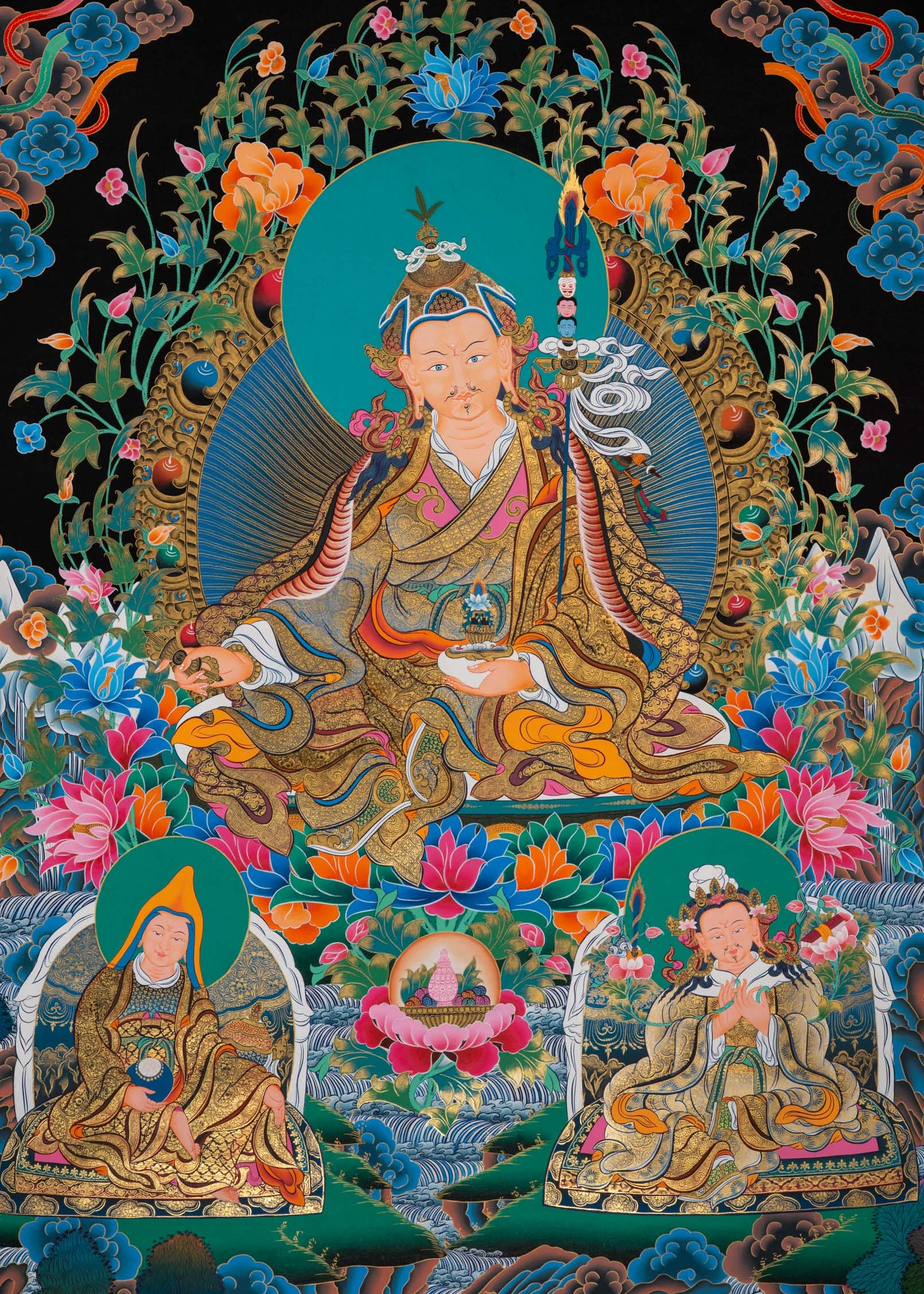 Guru Rinpoche Meditation Thangka - Handpainted Art